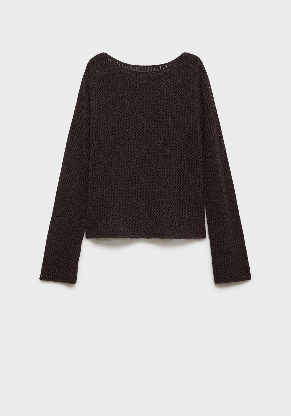 Mango Openwork knit cotton sweater - Dark Brown 8 Shaws Department Stores