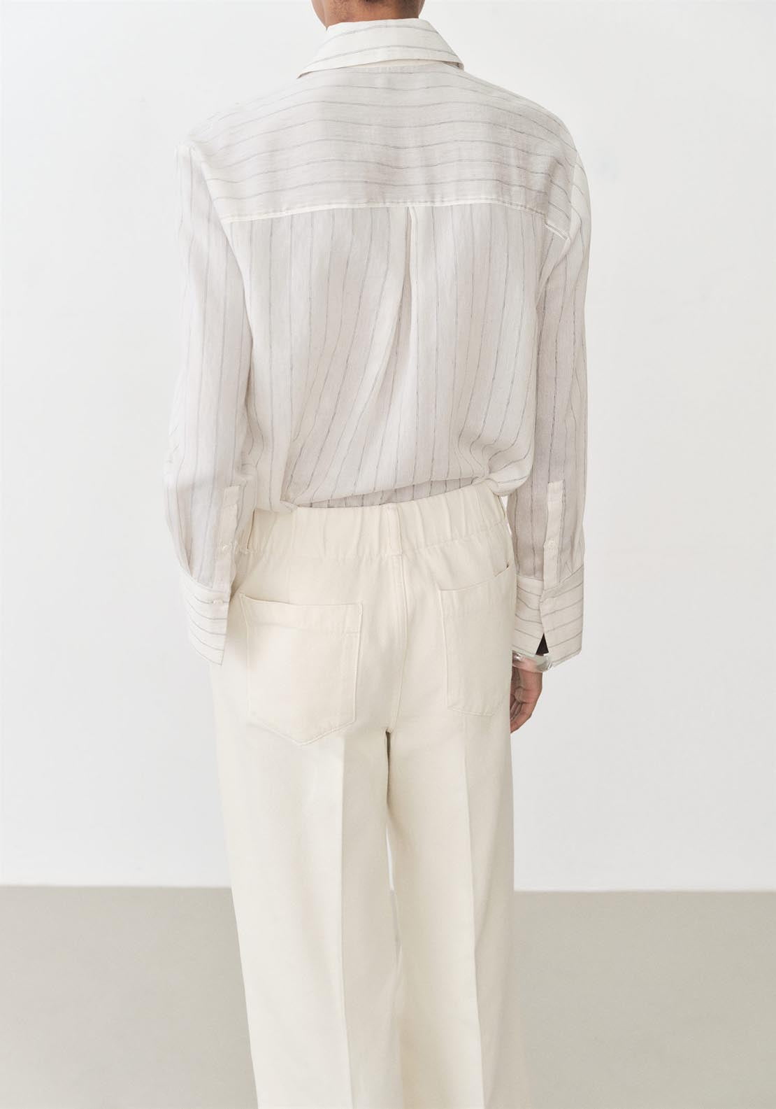 Mango High-waisted wide-leg cotton pants - Light Beige 3 Shaws Department Stores