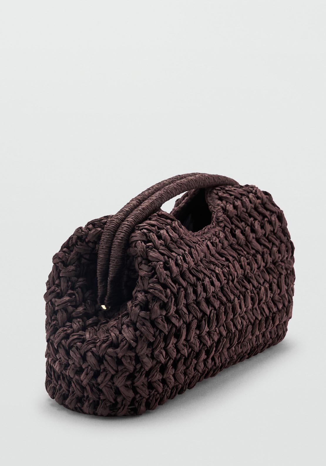Mango Natural Fiber Clutch Bag - Dark Brown 2 Shaws Department Stores