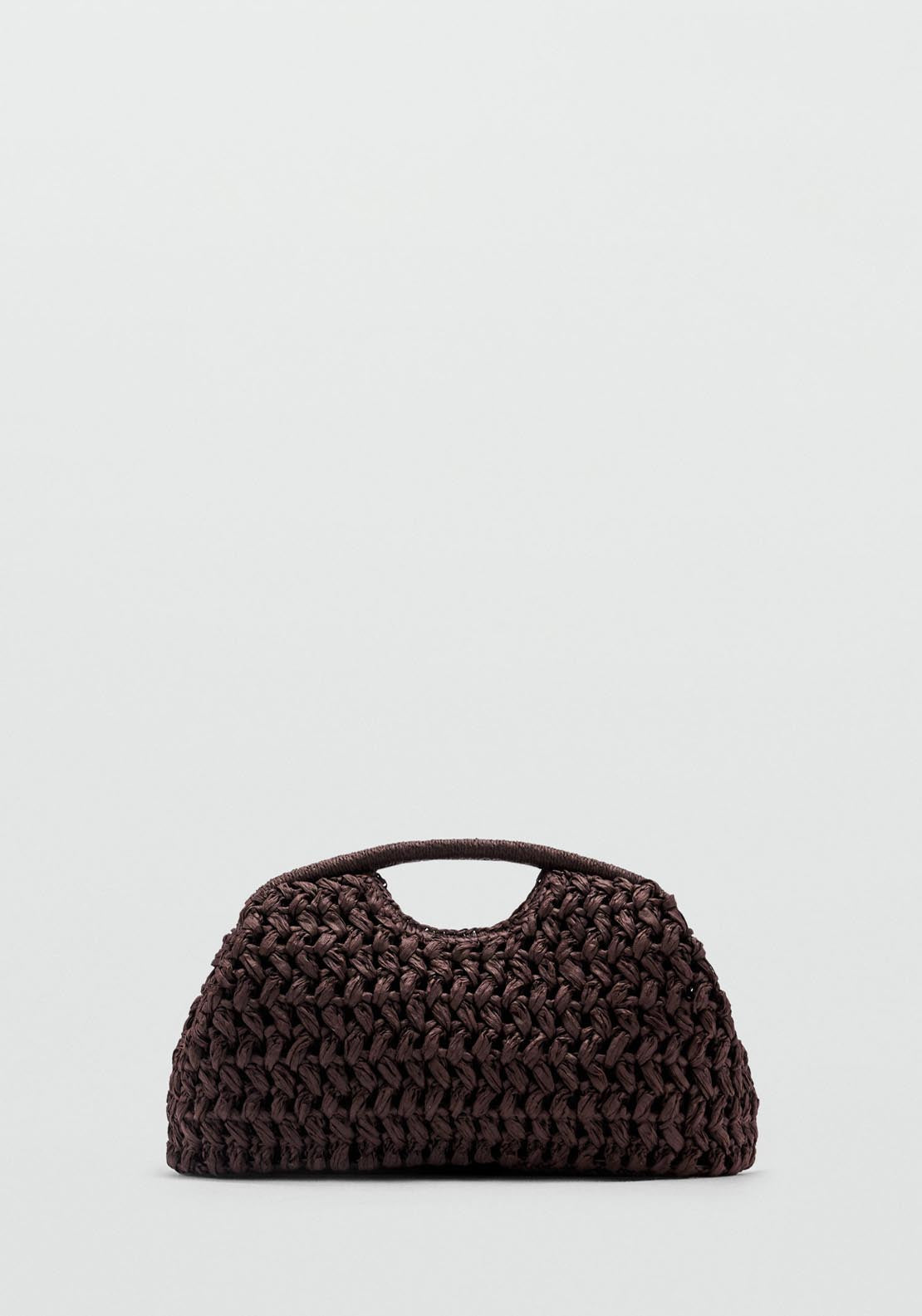 Mango Natural Fiber Clutch Bag - Dark Brown 1 Shaws Department Stores