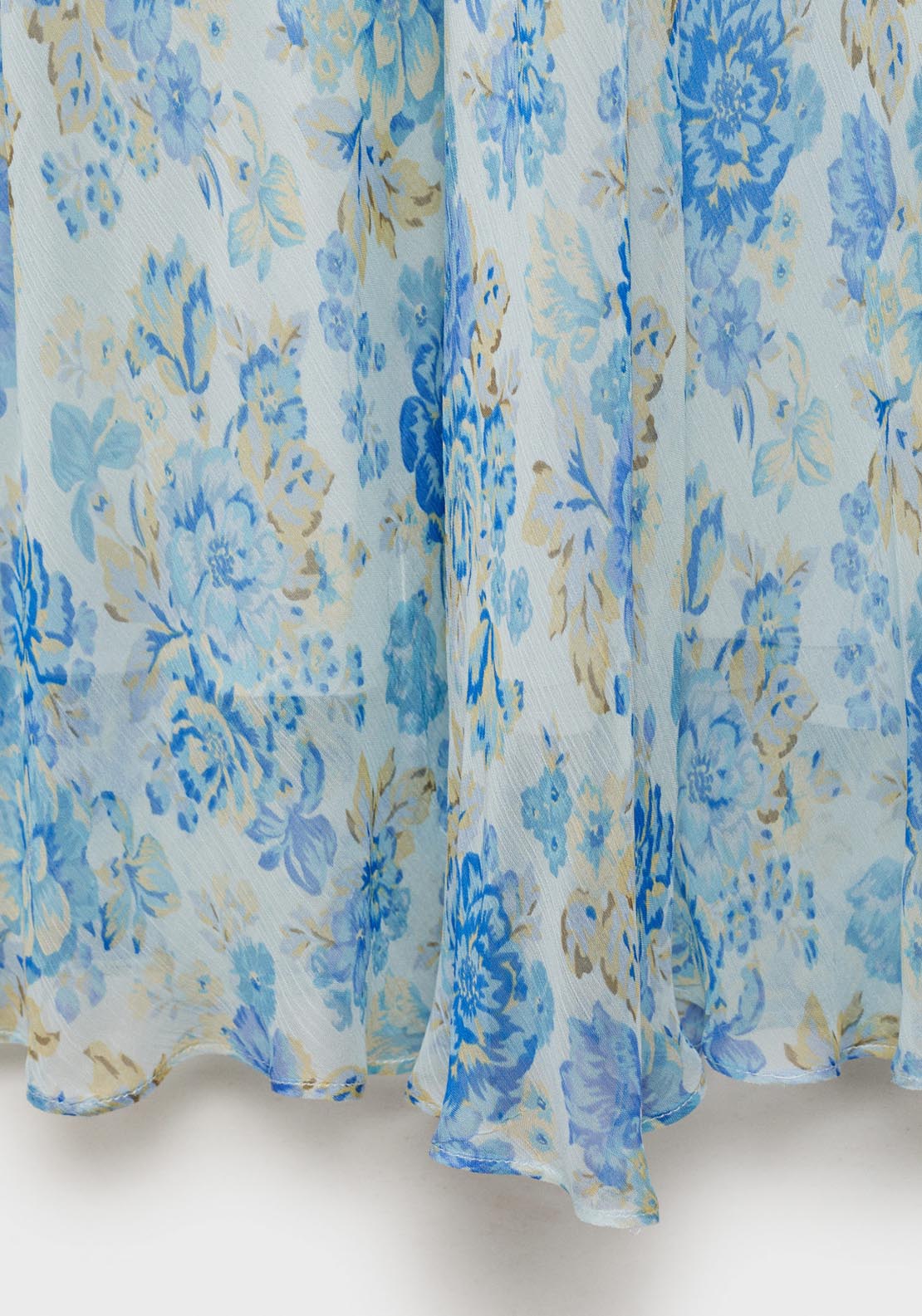 Mango Long Floral Dress With Short Sleeves - Medium Blue 5 Shaws Department Stores