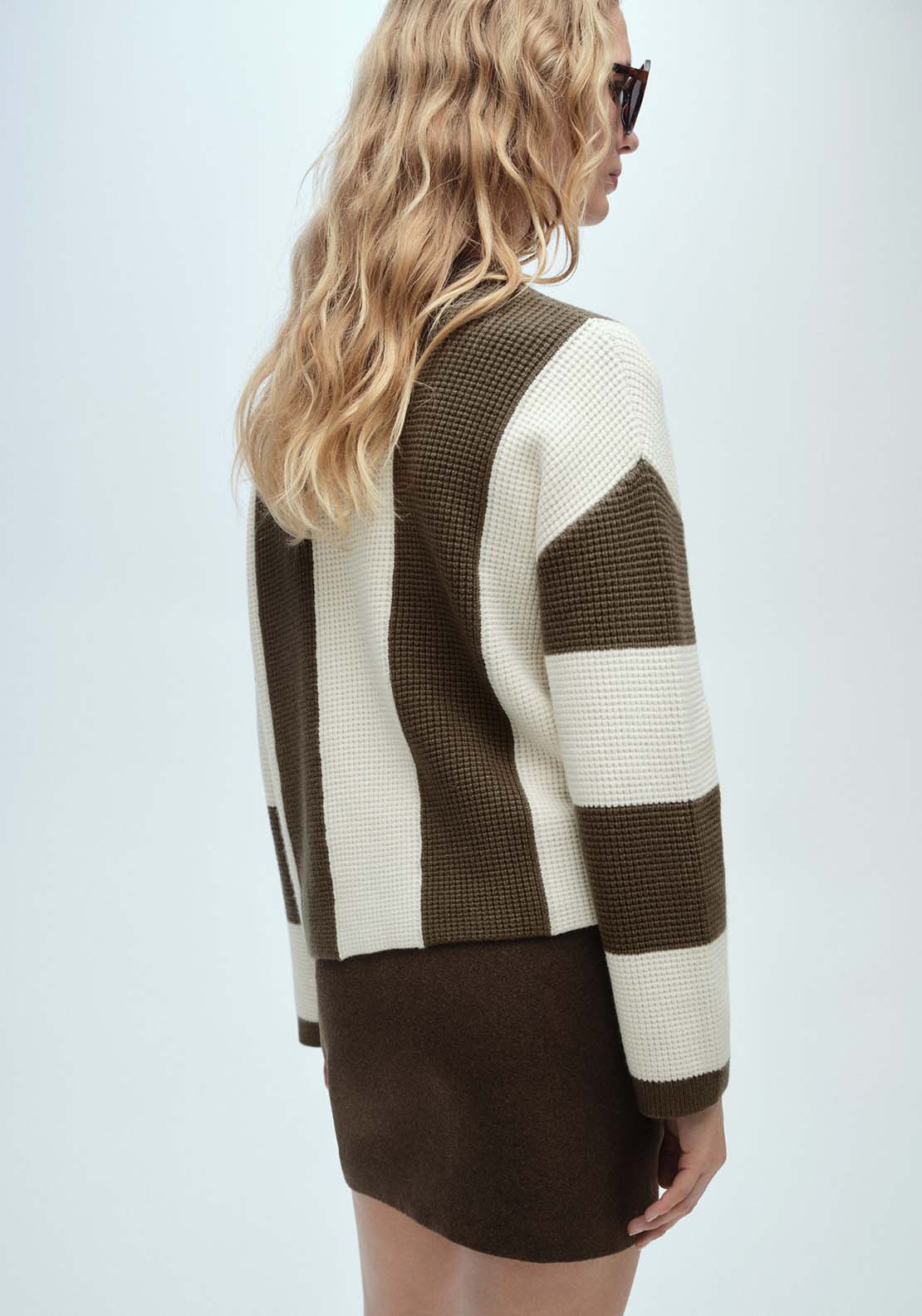 Mango Knit striped sweater - Beige/khaki 3 Shaws Department Stores