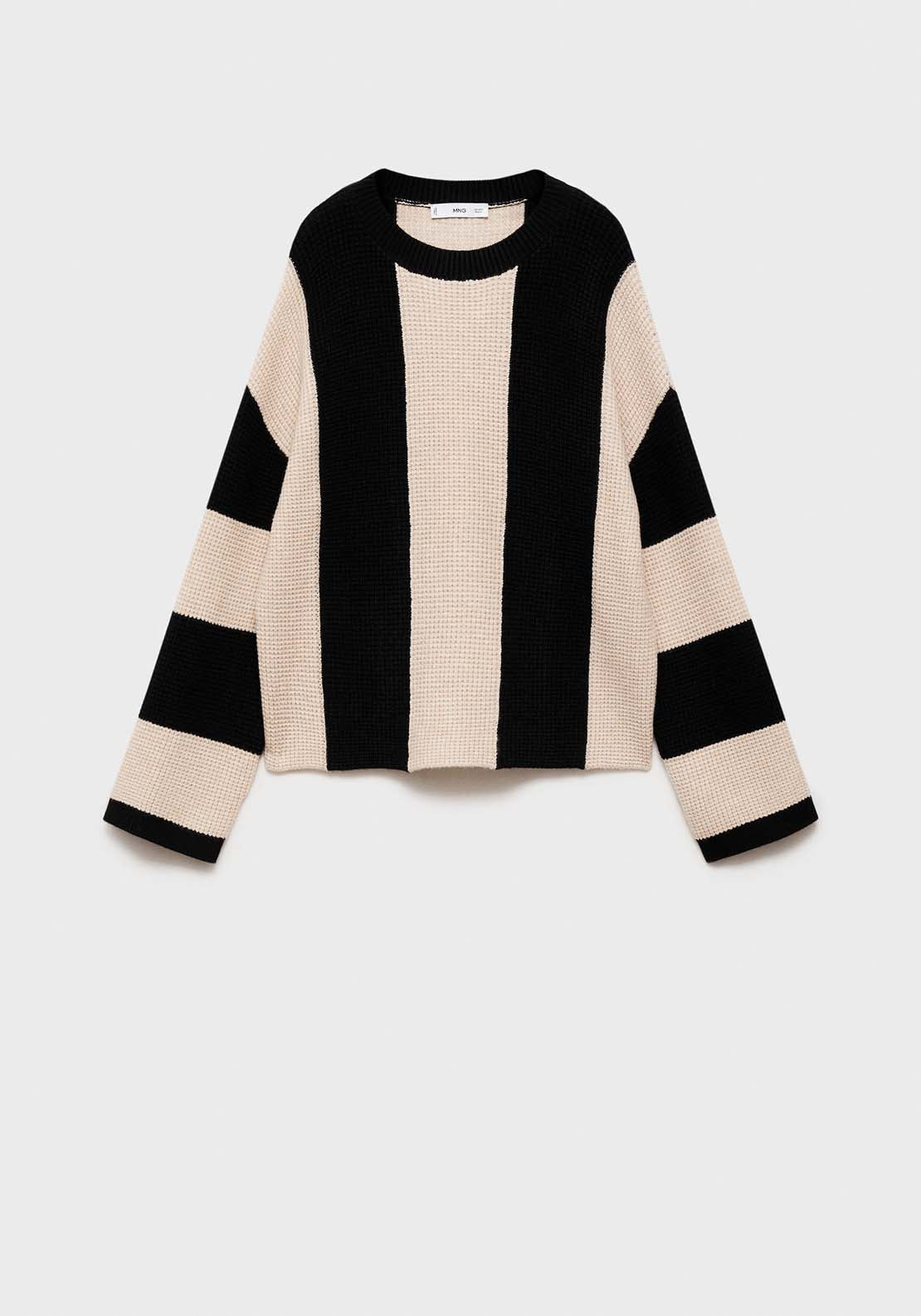 Mango Knit striped sweater - Black 7 Shaws Department Stores