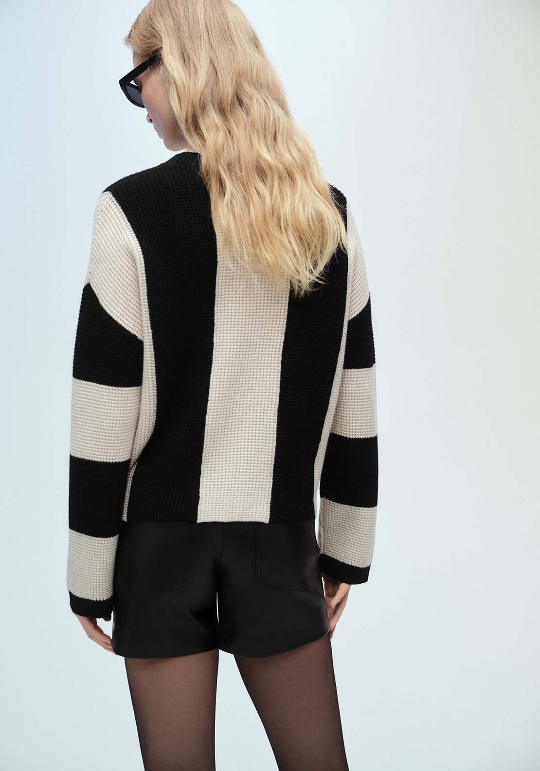 Mango Knit striped sweater - Black 2 Shaws Department Stores