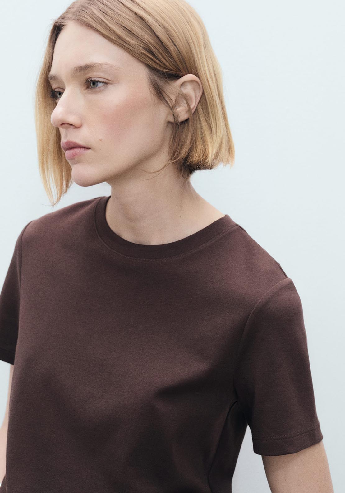 Mango Short Sleeve T-Shirt - Dark Brown 3 Shaws Department Stores