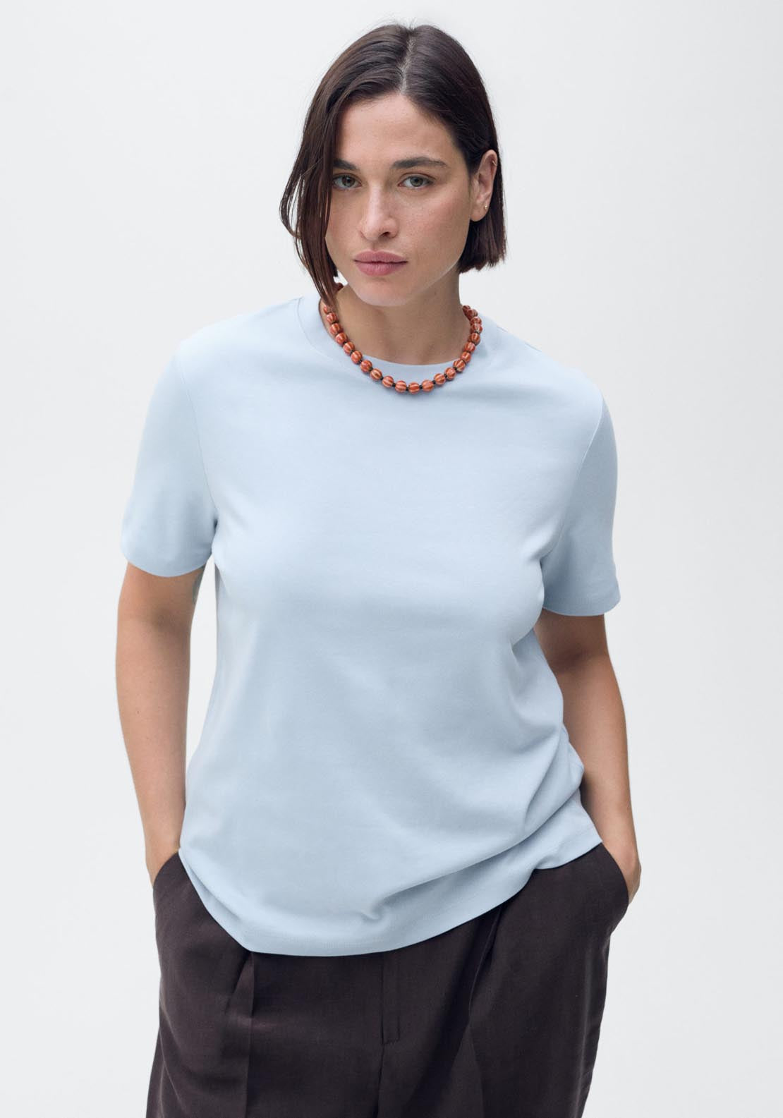 Mango Short Sleeve T-Shirt - Light/pastel Blue 4 Shaws Department Stores