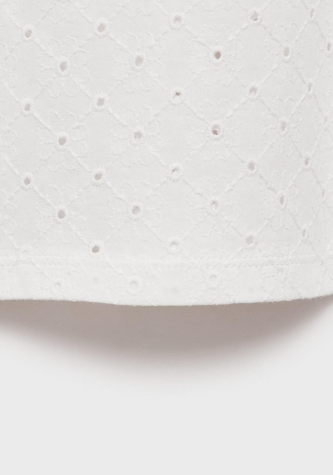 Mango Embroidered Openwork T-Shirt - White 7 Shaws Department Stores