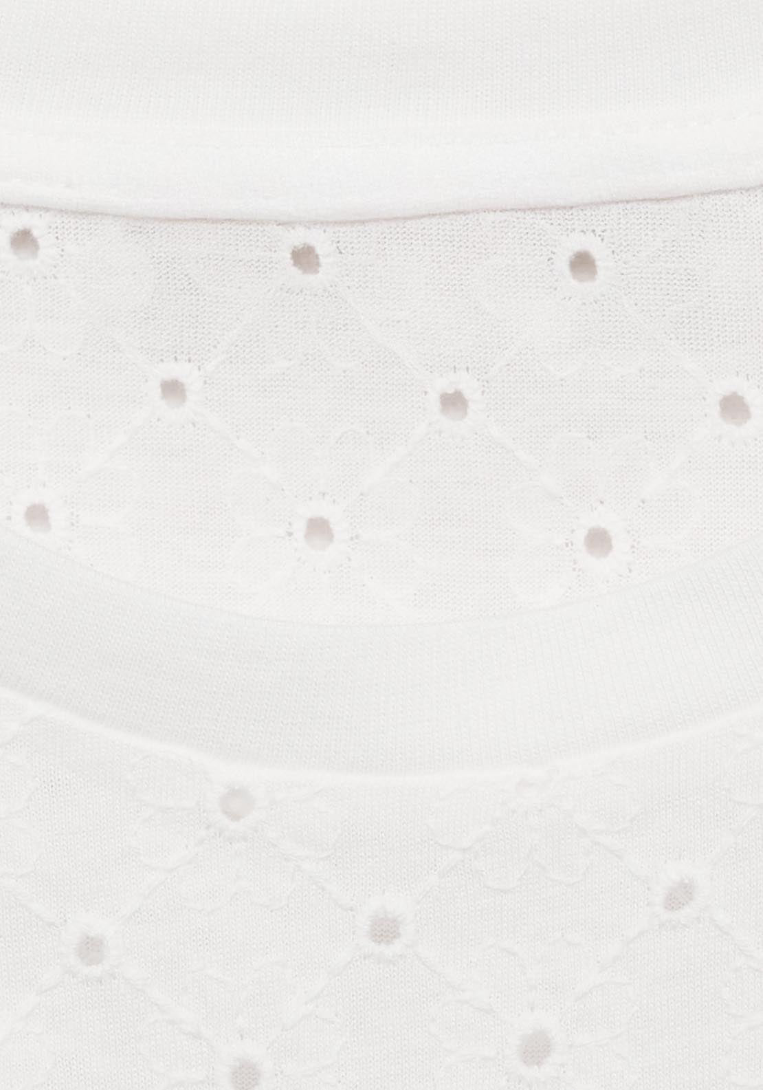 Mango Embroidered Openwork T-Shirt - White 6 Shaws Department Stores