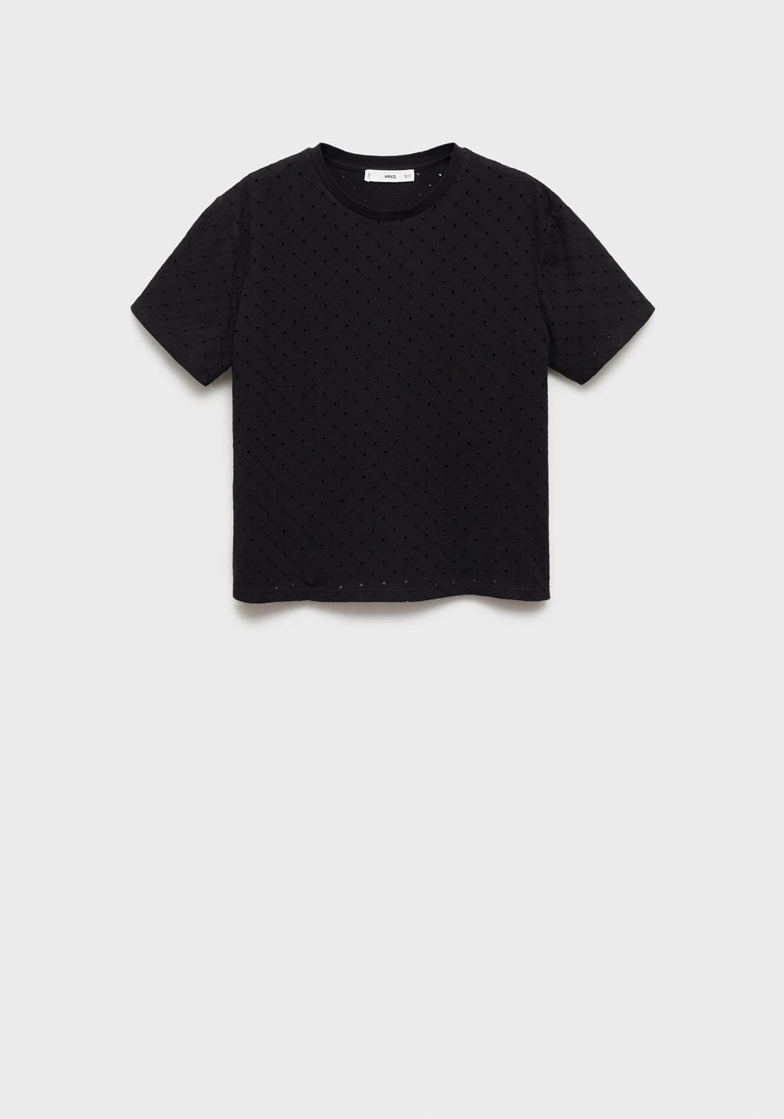 Mango Embroidered Openwork T-Shirt - Black 9 Shaws Department Stores
