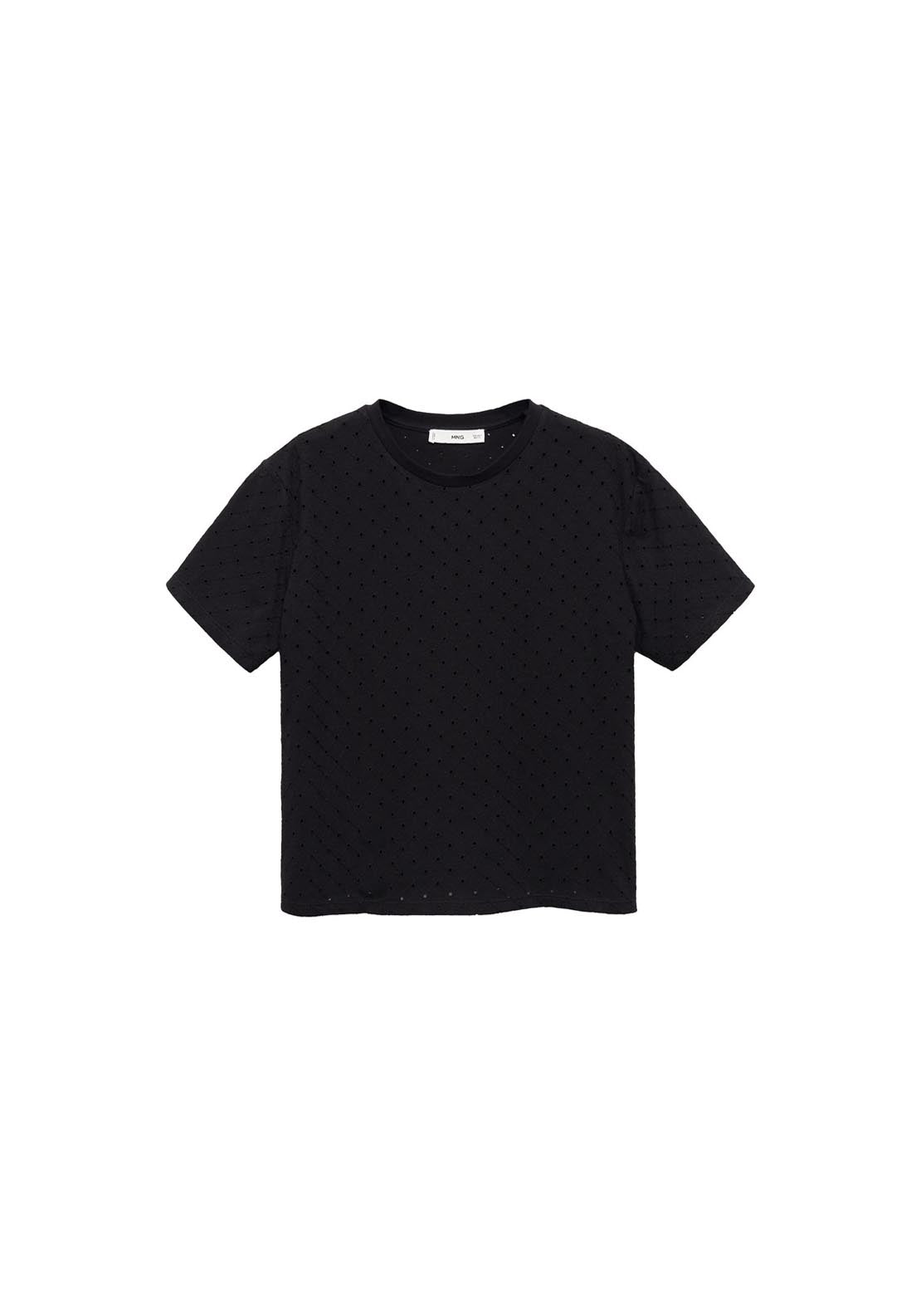 Mango Embroidered Openwork T-Shirt - Black 10 Shaws Department Stores