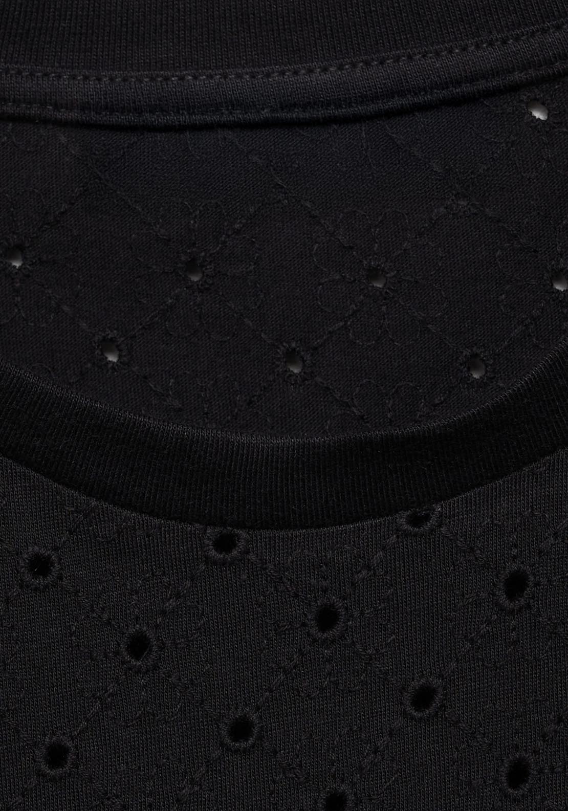 Mango Embroidered Openwork T-Shirt - Black 8 Shaws Department Stores