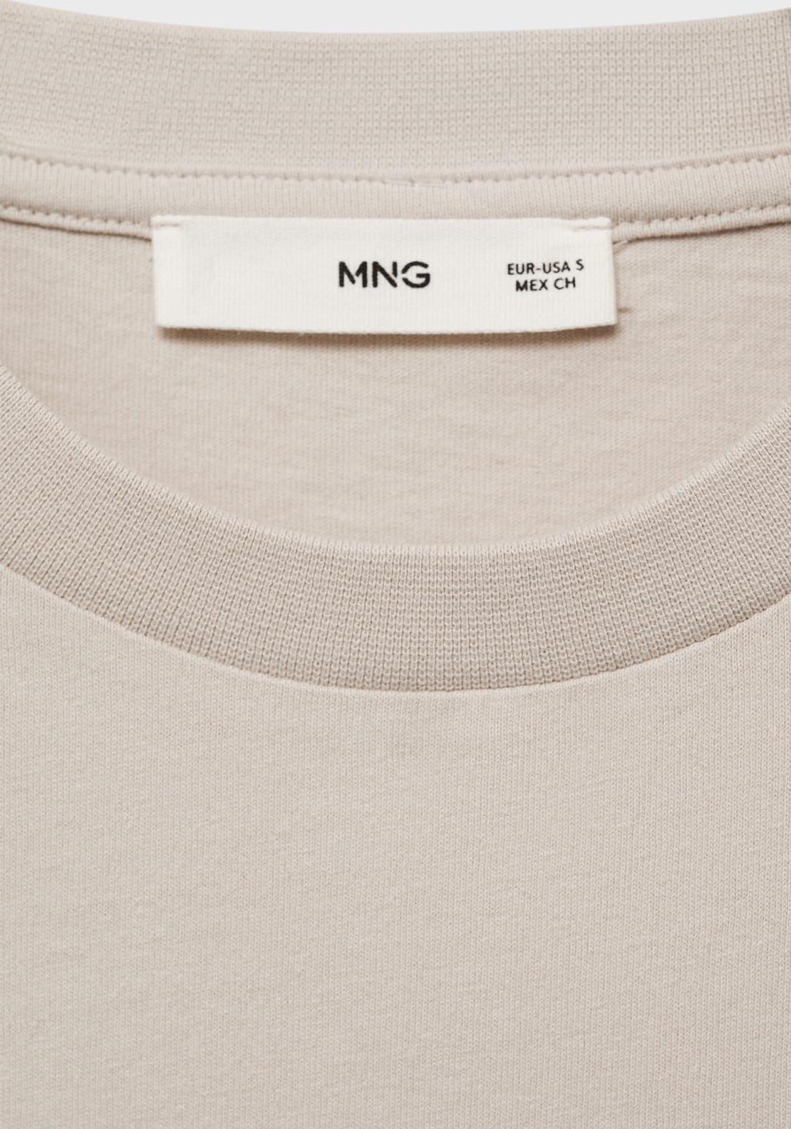 Mango Short Sleeve T-Shirt - Beige 4 Shaws Department Stores