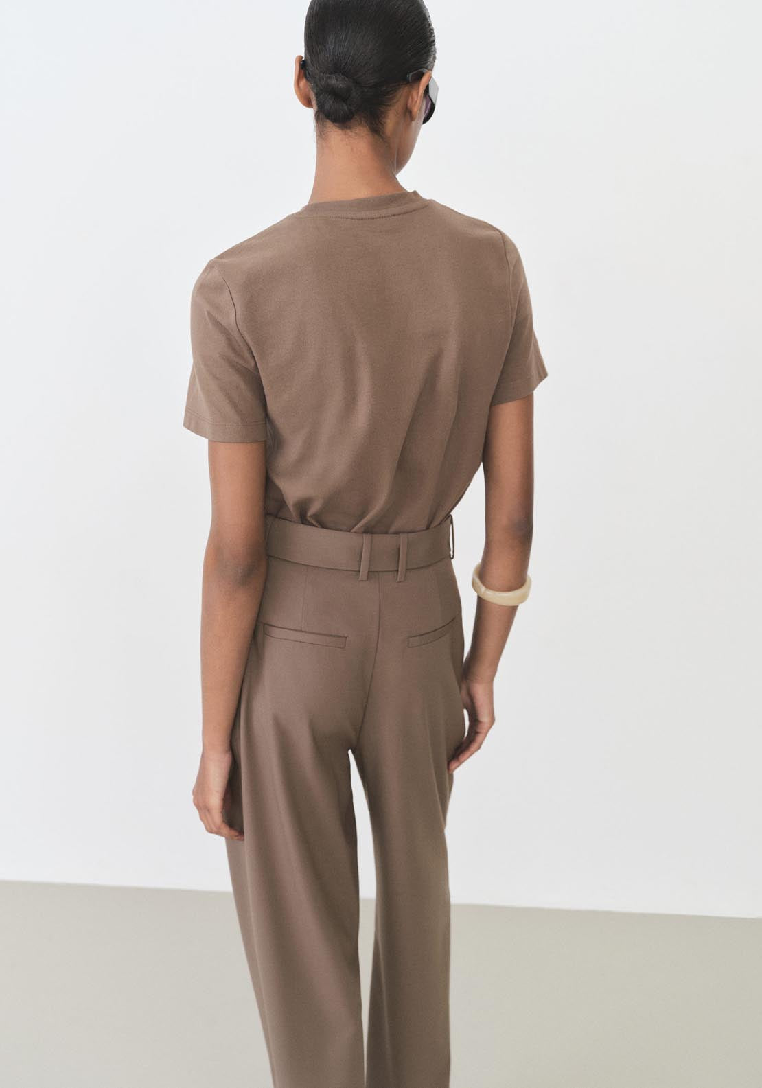 Mango Short Sleeve T-Shirt - Medium Brown 2 Shaws Department Stores