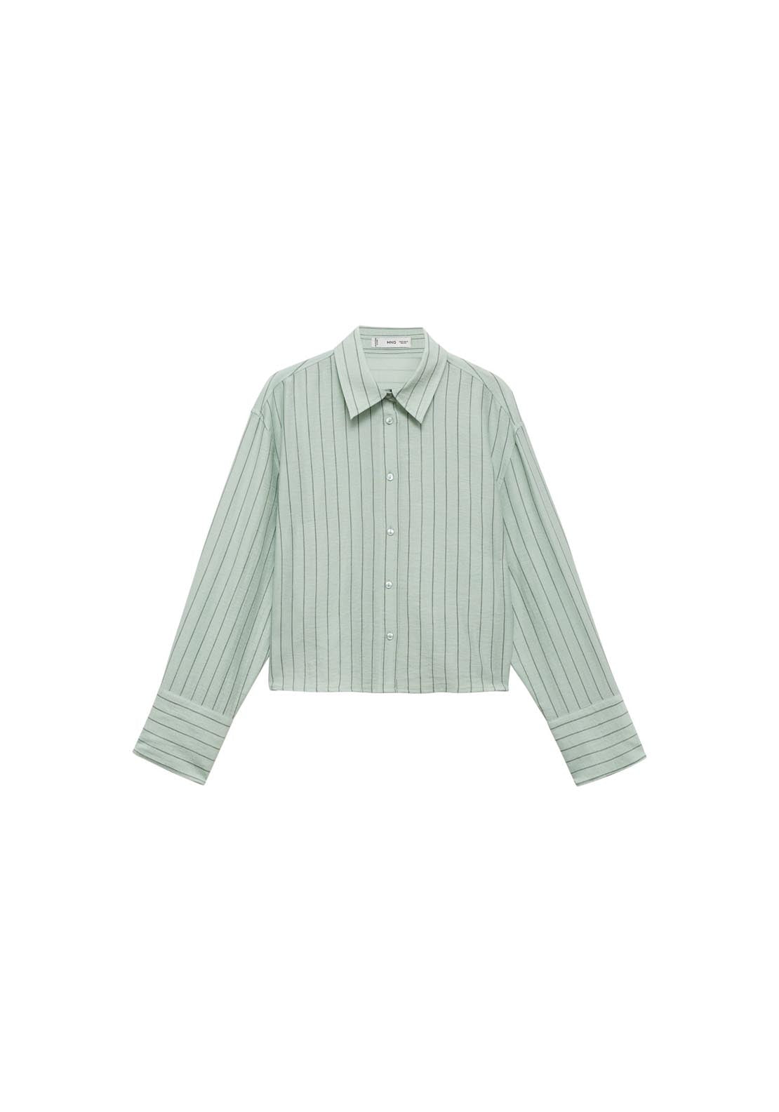 Mango Striped Cropped Shirt - Green 8 Shaws Department Stores