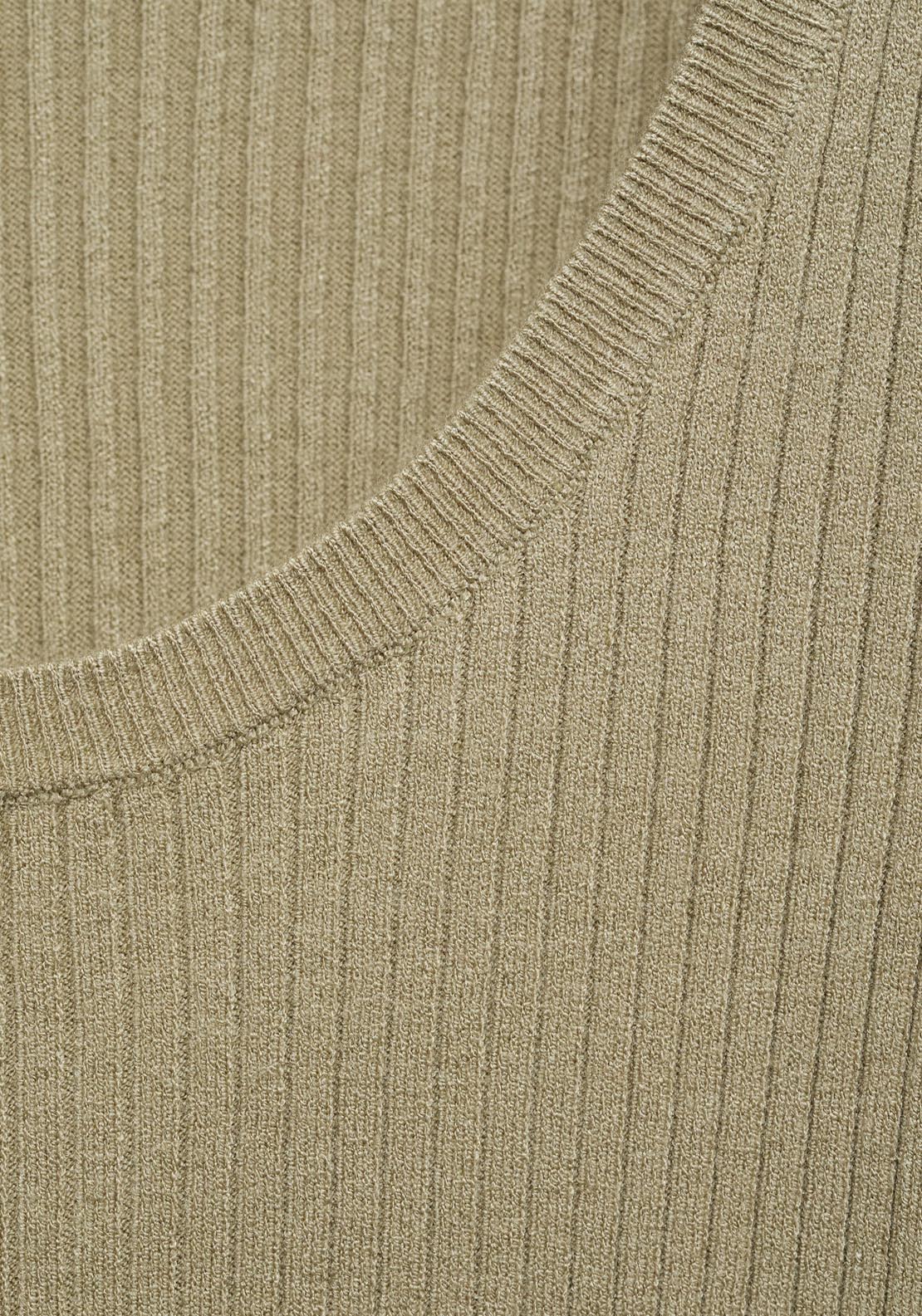 Mango Knitted Ribbed Sweater - Beige/khaki 5 Shaws Department Stores