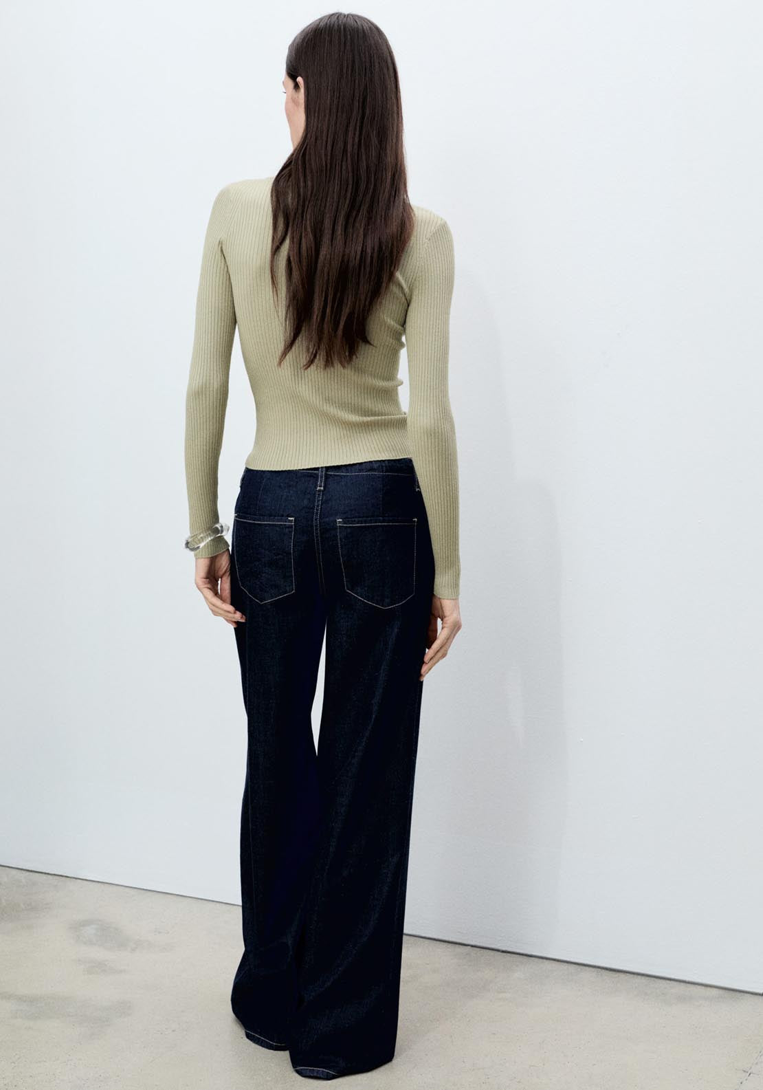 Mango Knitted Ribbed Sweater - Beige/khaki 2 Shaws Department Stores