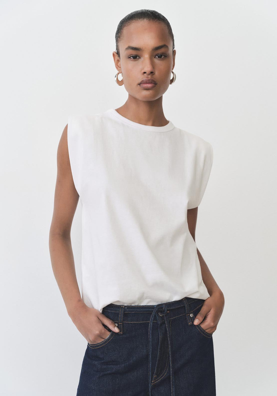 Mango Short Sleeve T-Shirt - White 1 Shaws Department Stores