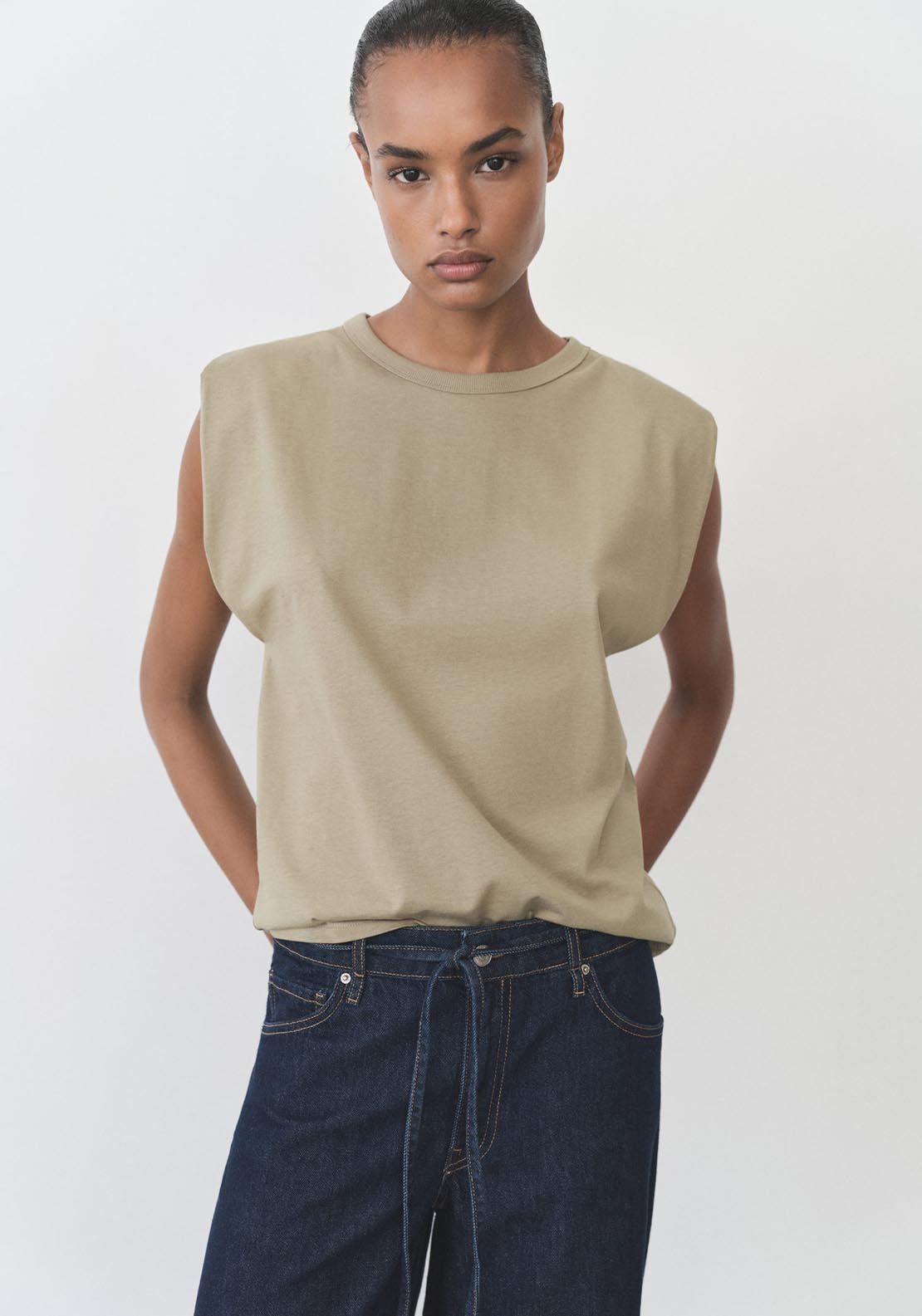 Mango Short Sleeve T-Shirt - Beige/khaki 1 Shaws Department Stores