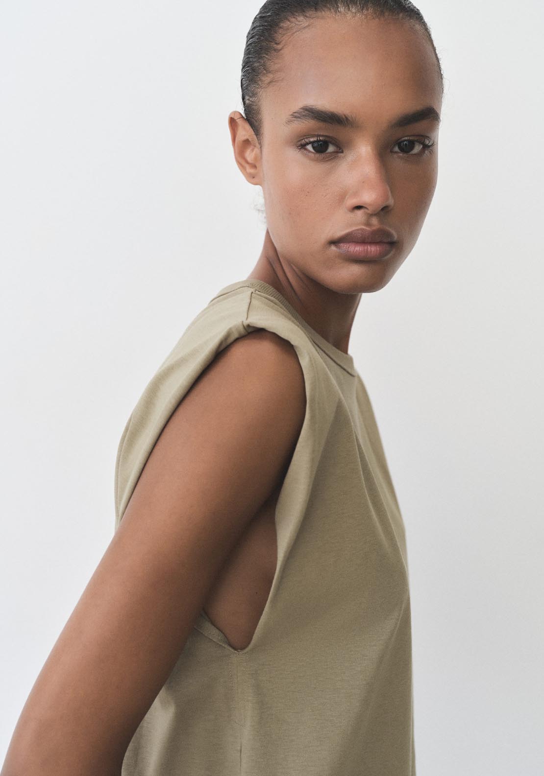 Mango Short Sleeve T-Shirt - Beige/khaki 3 Shaws Department Stores