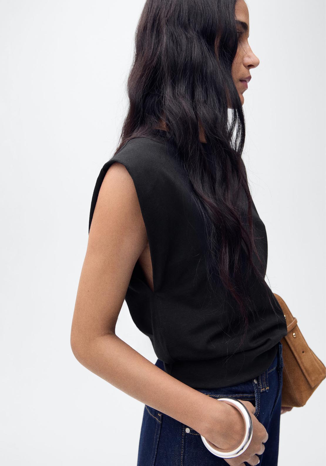 Mango Short Sleeve T-Shirt - Black 3 Shaws Department Stores