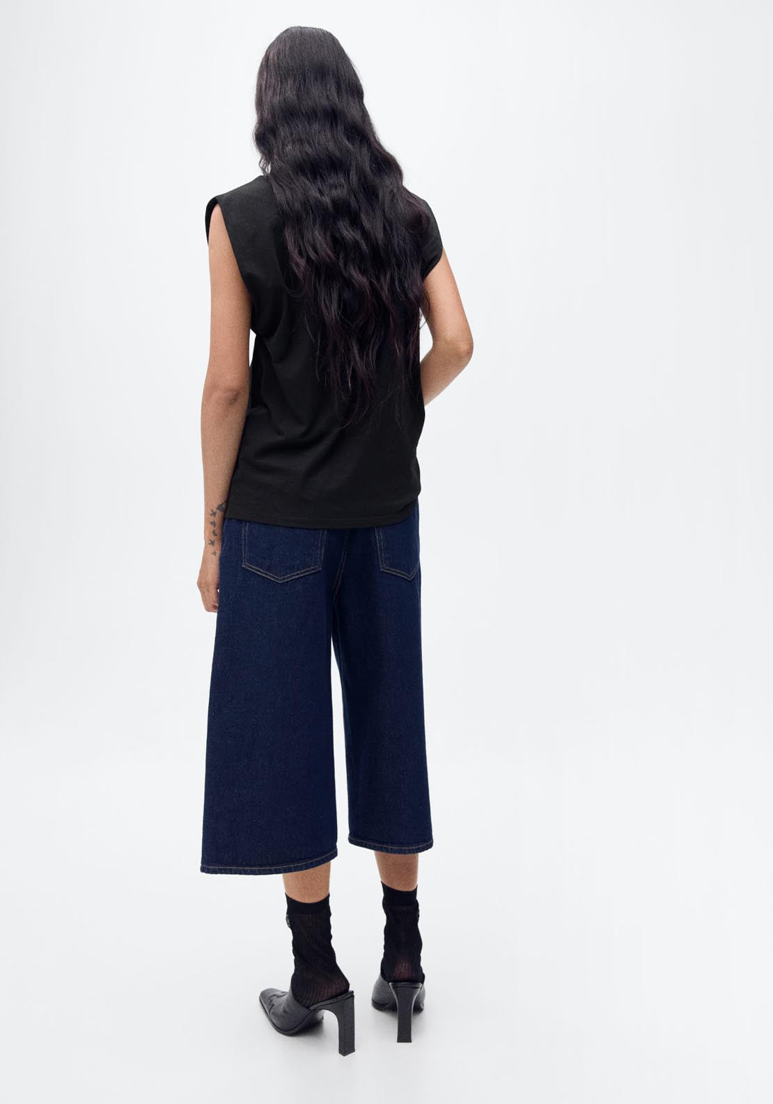 Mango Short Sleeve T-Shirt - Black 2 Shaws Department Stores