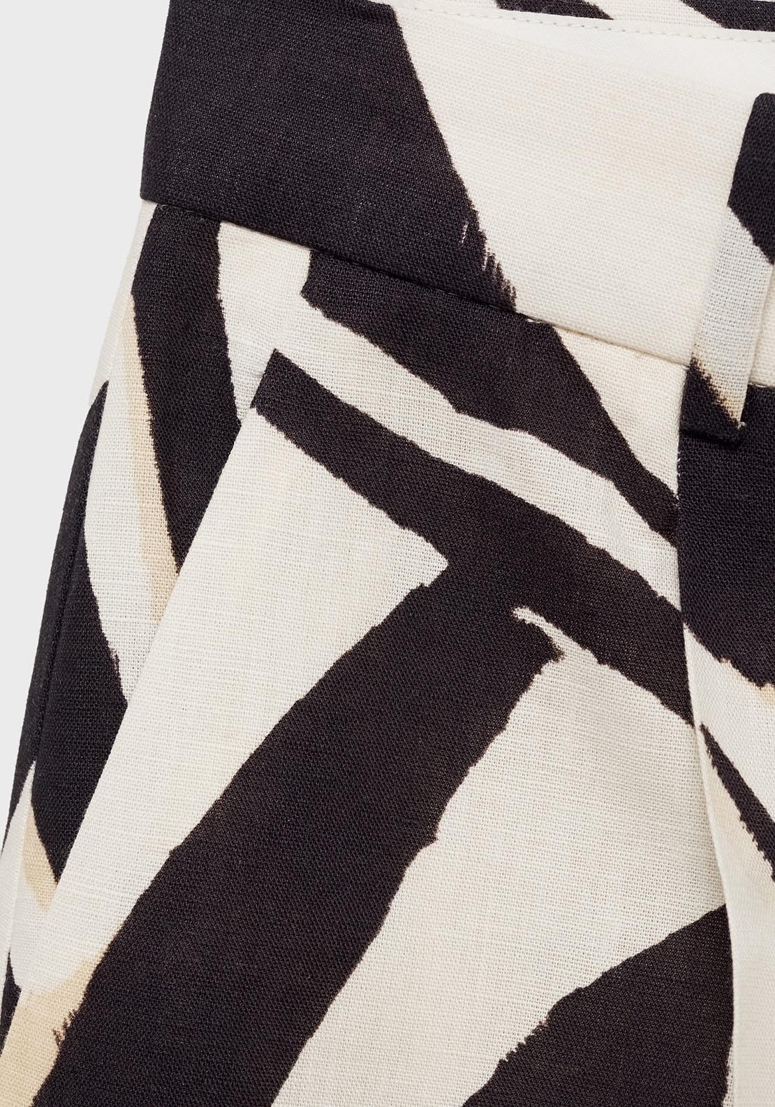 Mango Zebra pleated wide leg trousers - Light Beige 8 Shaws Department Stores