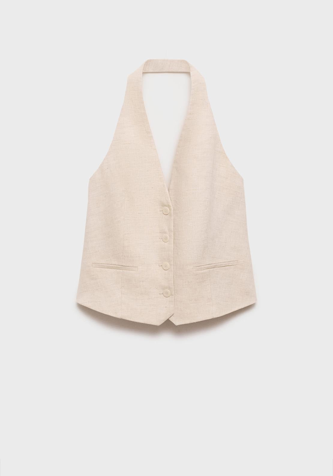 Mango Linen Suit Waistcoat - Light/pastel Gray 8 Shaws Department Stores