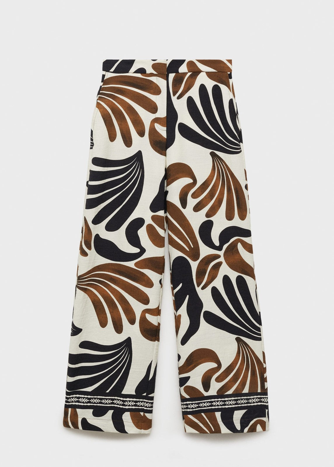 Mango Abstract print wideleg pants - Light Beige 2 Shaws Department Stores