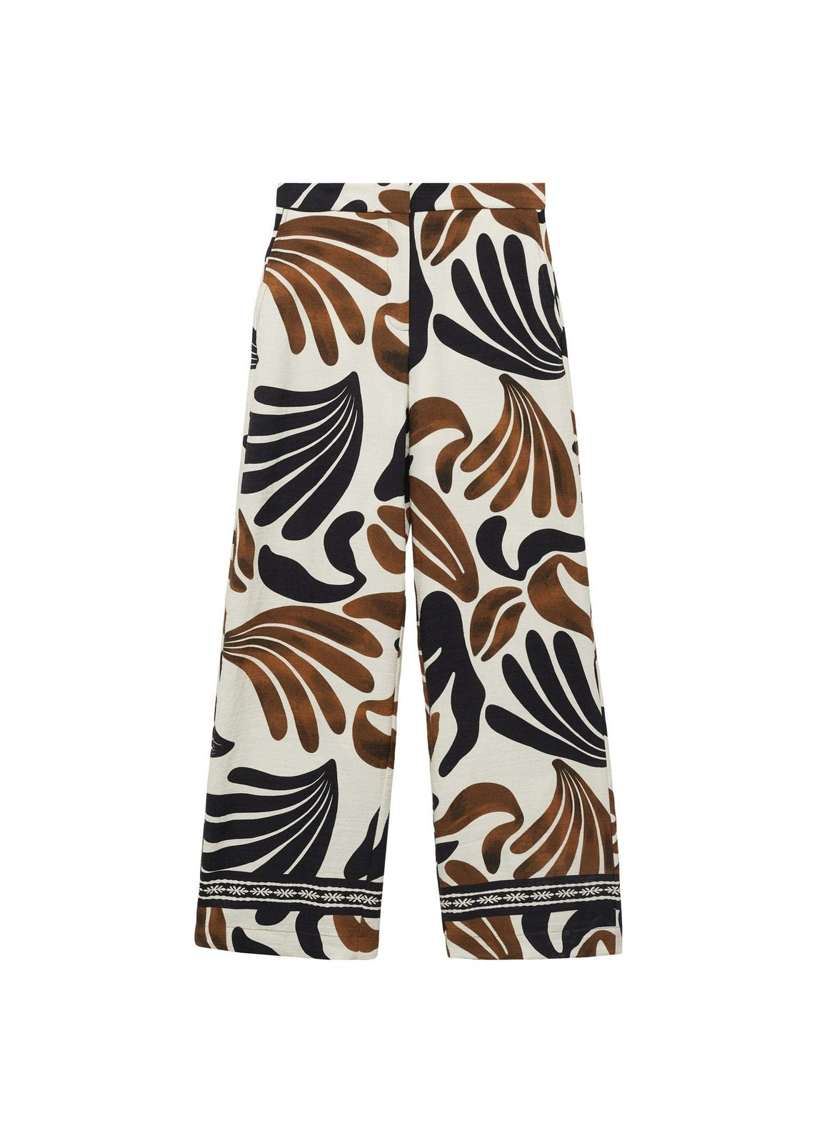 Mango Abstract print wideleg pants - Light Beige 3 Shaws Department Stores