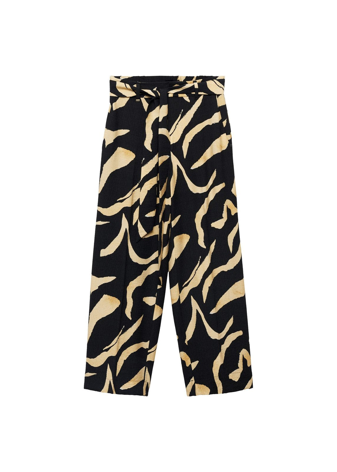 Mango Belted printed straight trousers - Black 3 Shaws Department Stores