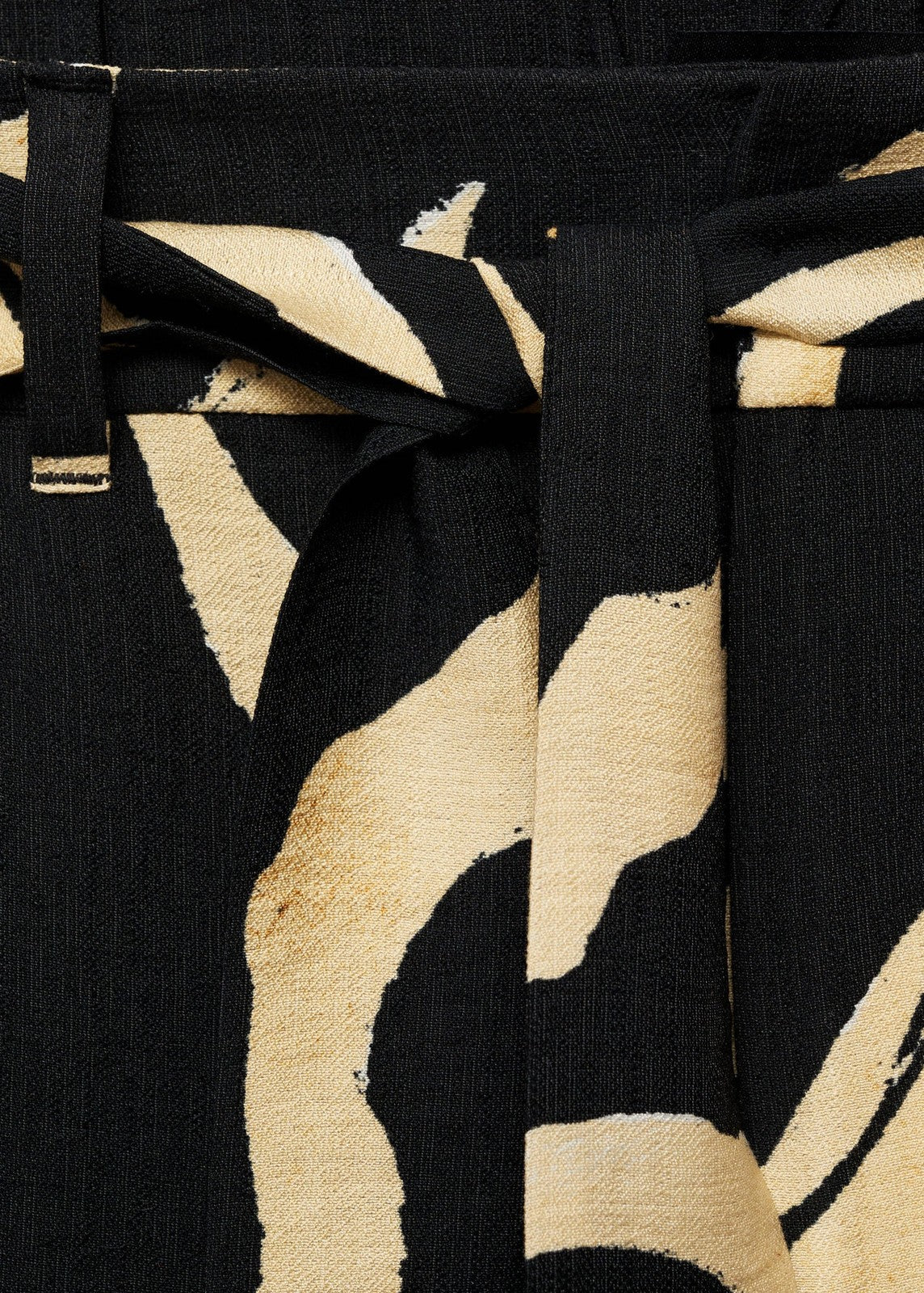 Mango Belted printed straight trousers - Black 4 Shaws Department Stores