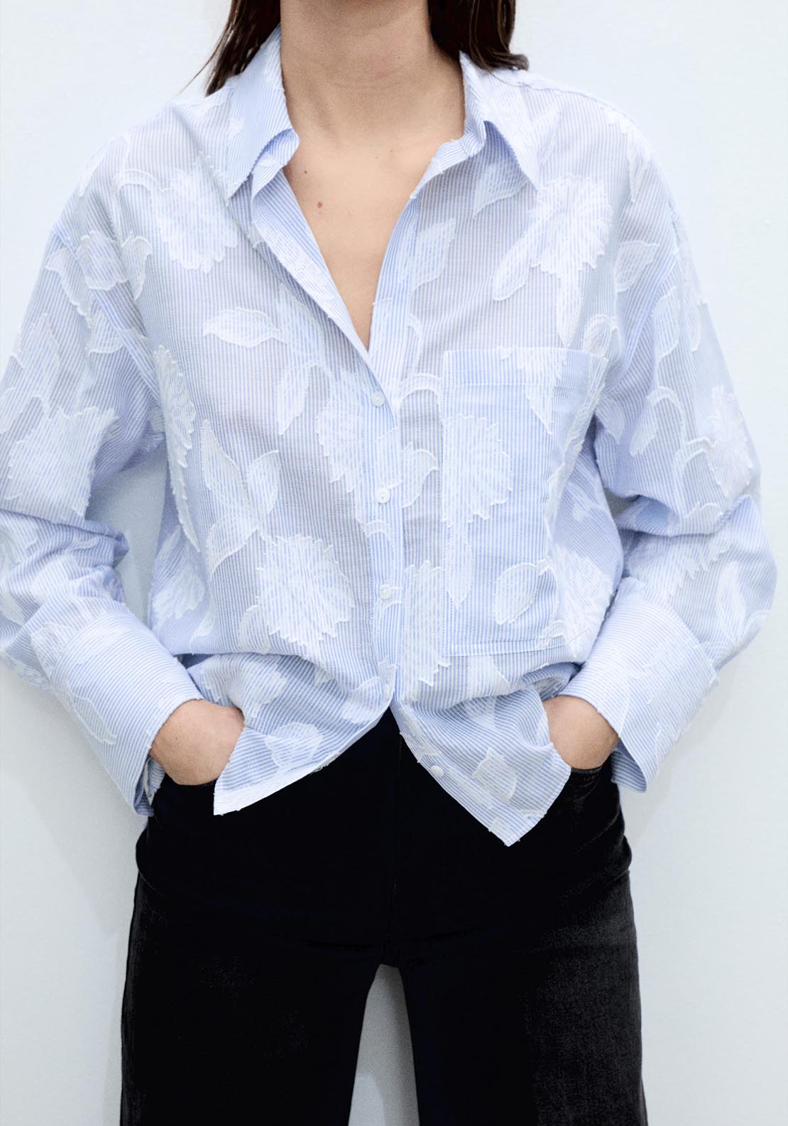 Mango Floral Shirt - Light/pastel Blue 4 Shaws Department Stores