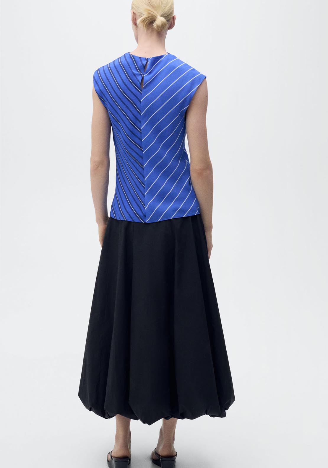 Mango Combined Striped Blouse - Medium Blue 2 Shaws Department Stores