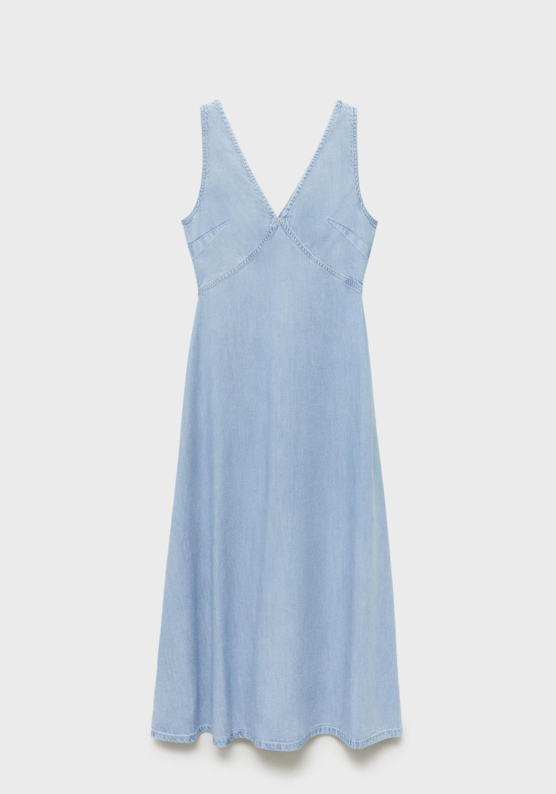 Mango Lyocell V-Neck Midi Dress - Open Blue 6 Shaws Department Stores
