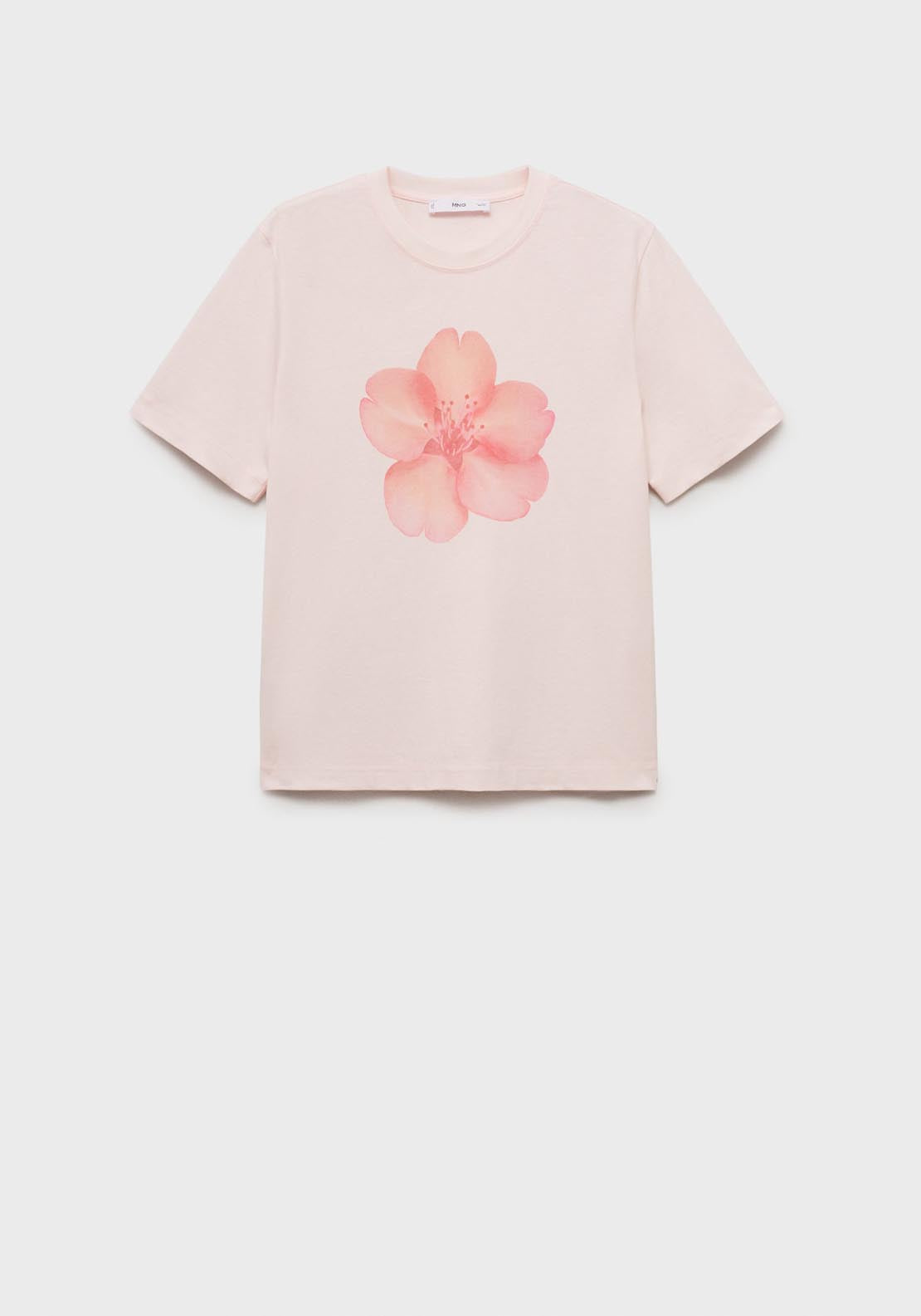 Mango Floral Print T-Shirt - Light/pastel Pink 6 Shaws Department Stores