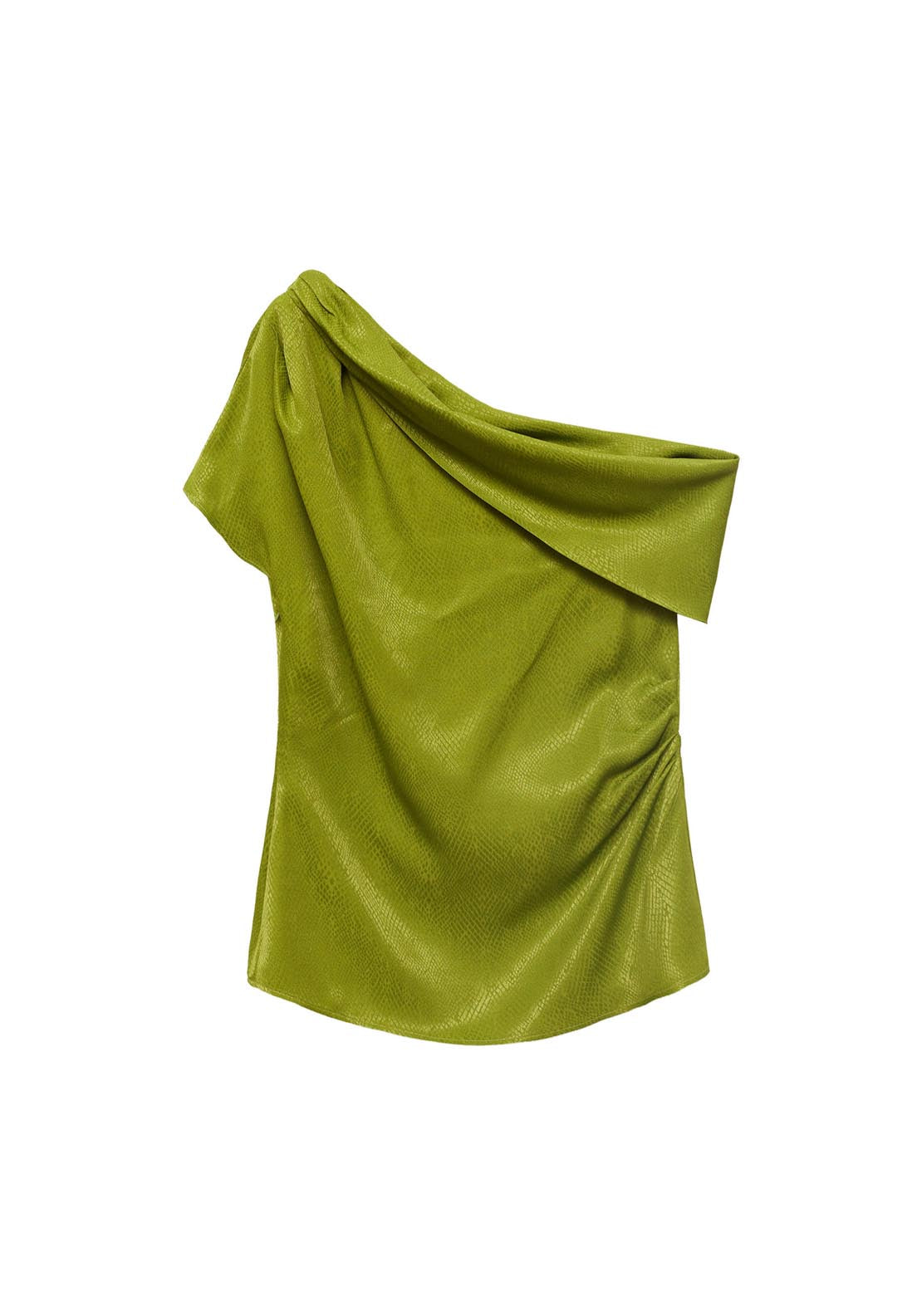 Mango Satin Blouse With Asymmetrical Neck - Green 8 Shaws Department Stores
