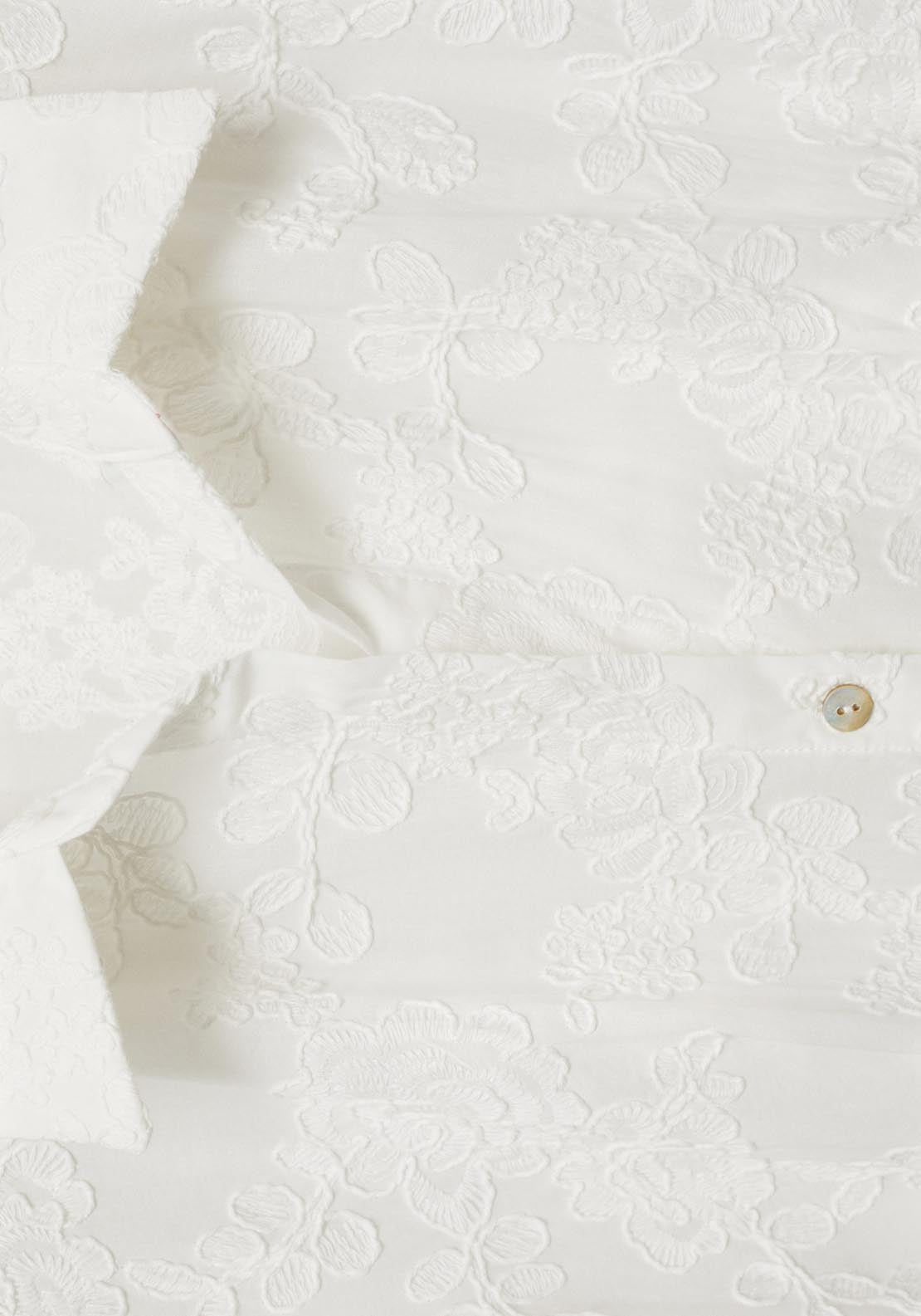 Mango Embroidered Shirt Dress With Belt - White 11 Shaws Department Stores