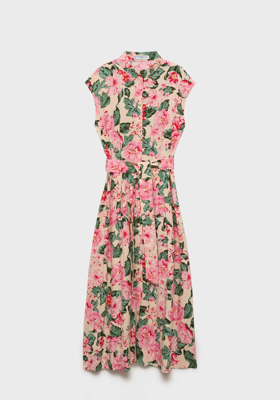 Printed Shirt Dress With Belt