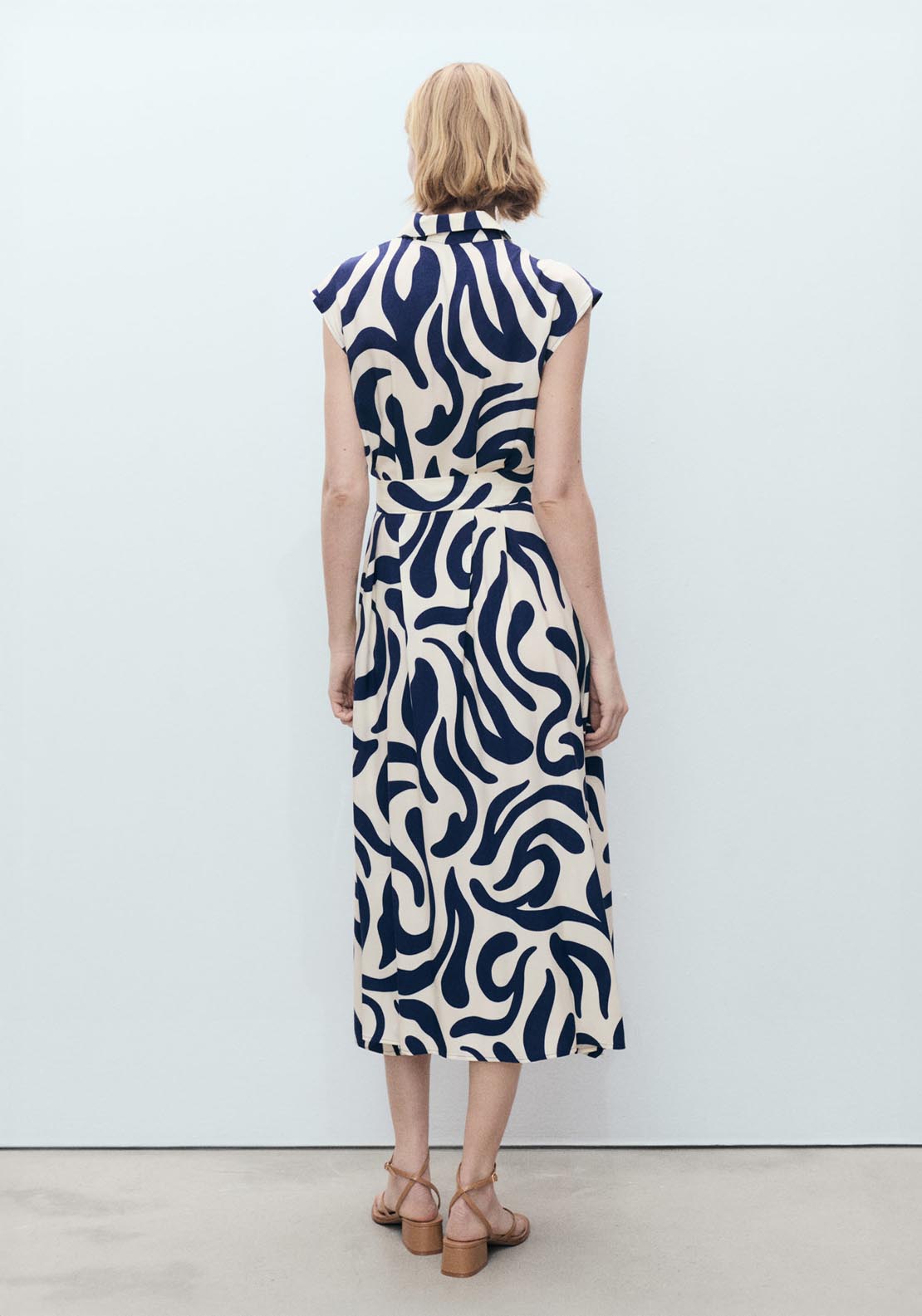 Mango Printed Shirt Dress With Belt - Medium Blue 2 Shaws Department Stores