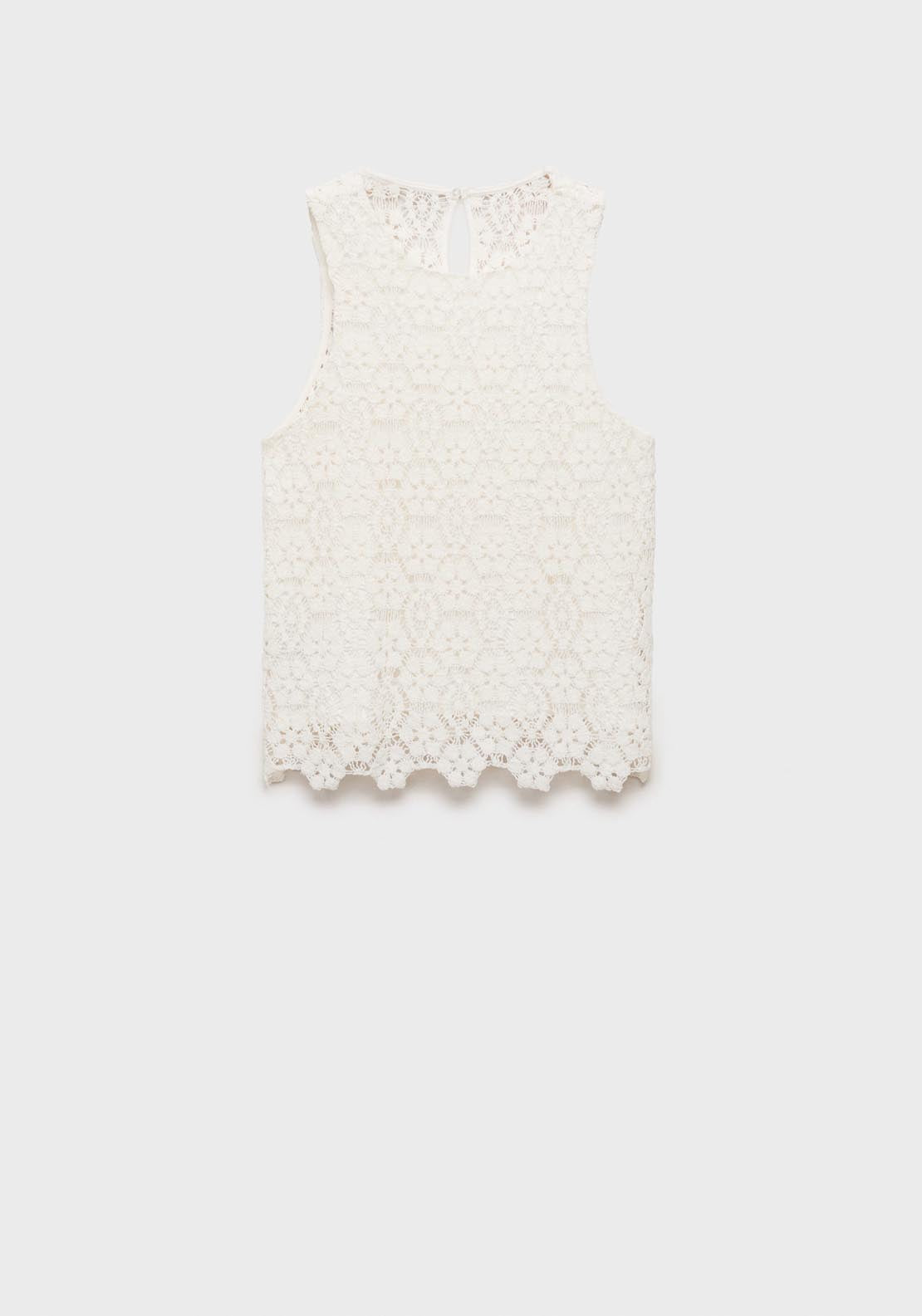 Mango Straight-Fit Crochet Top - Beige 7 Shaws Department Stores