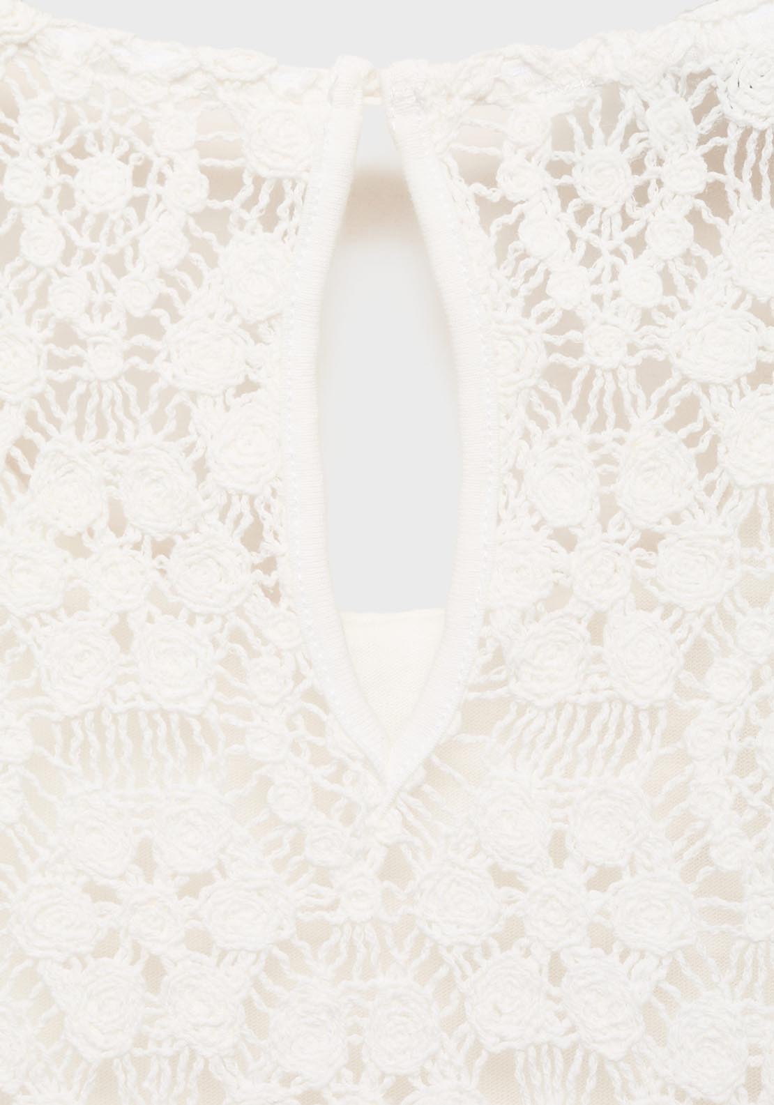 Mango Straight-Fit Crochet Top - Beige 5 Shaws Department Stores