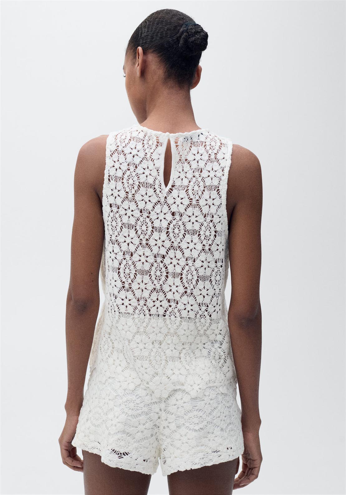 Mango Straight-Fit Crochet Top - Beige 2 Shaws Department Stores