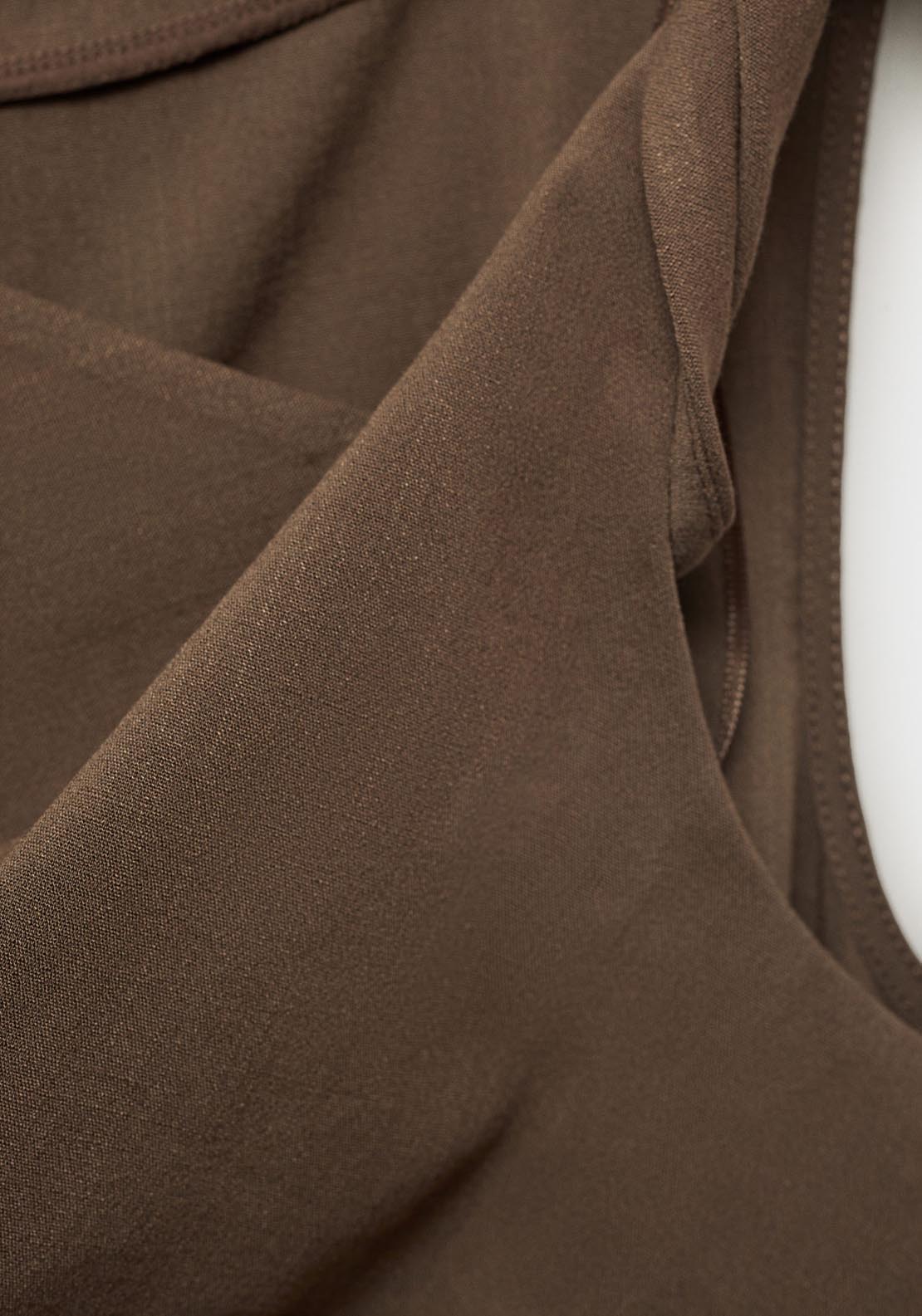 Mango Asymmetrical Draped Top With Straps - Brown 5 Shaws Department Stores