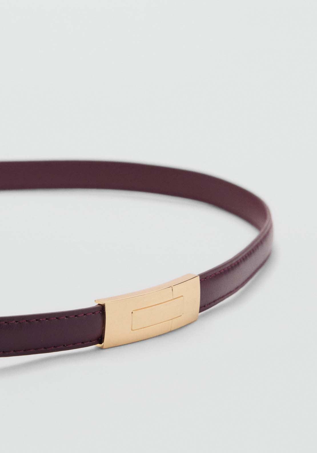 Mango Thin belt with metal buckle - Dark Red 2 Shaws Department Stores