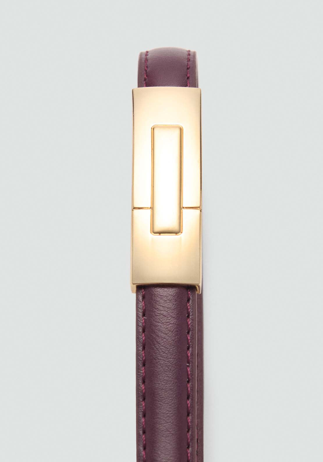 Mango Thin belt with metal buckle - Dark Red 3 Shaws Department Stores