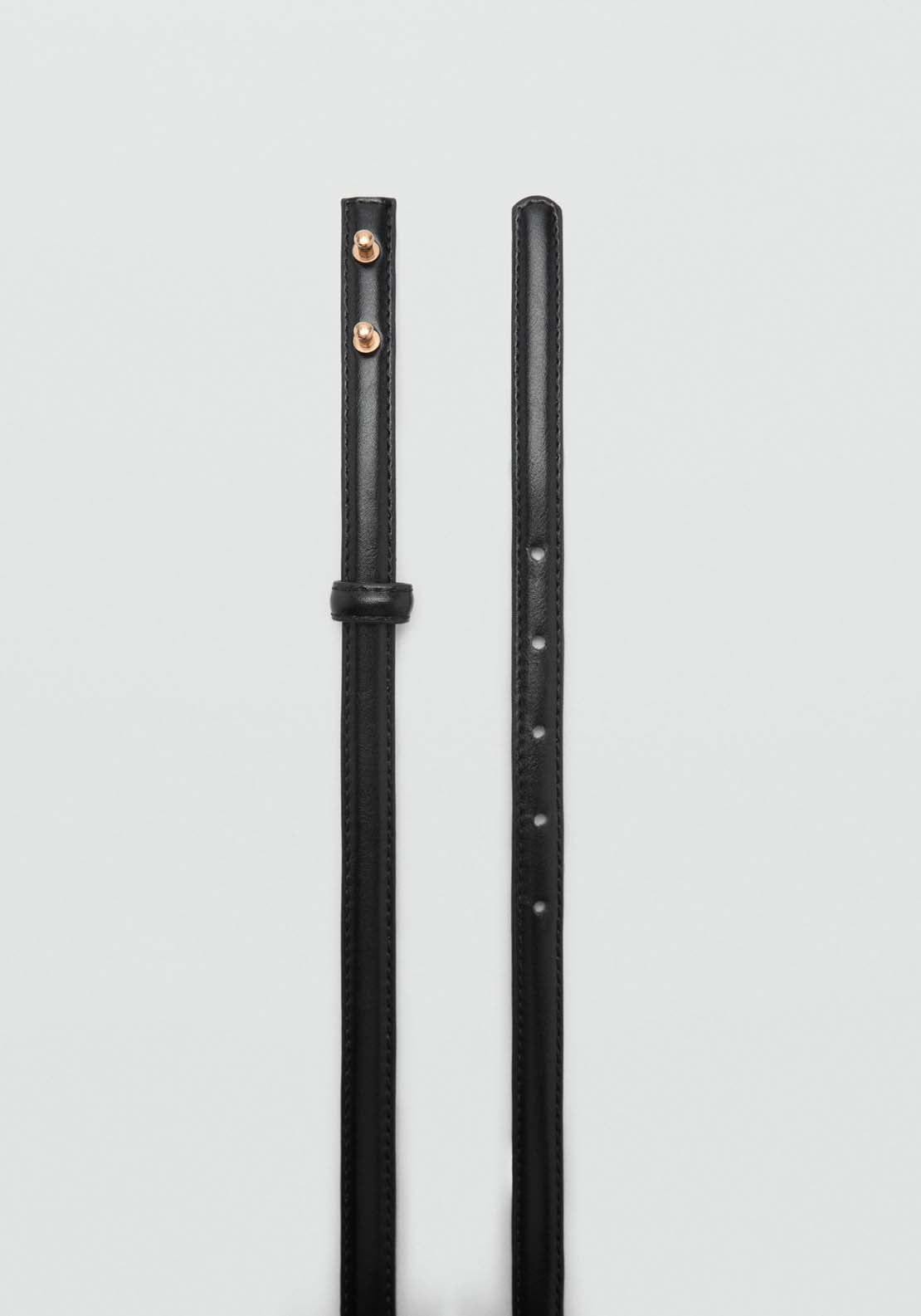 Mango Thin belt with metal buckle - Black 3 Shaws Department Stores