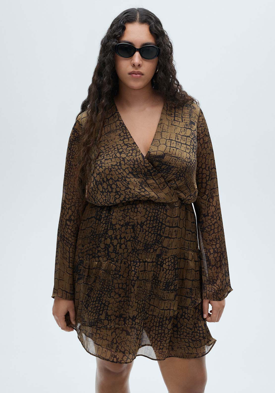 Mango Animal print ruffle dress - Brown 4 Shaws Department Stores