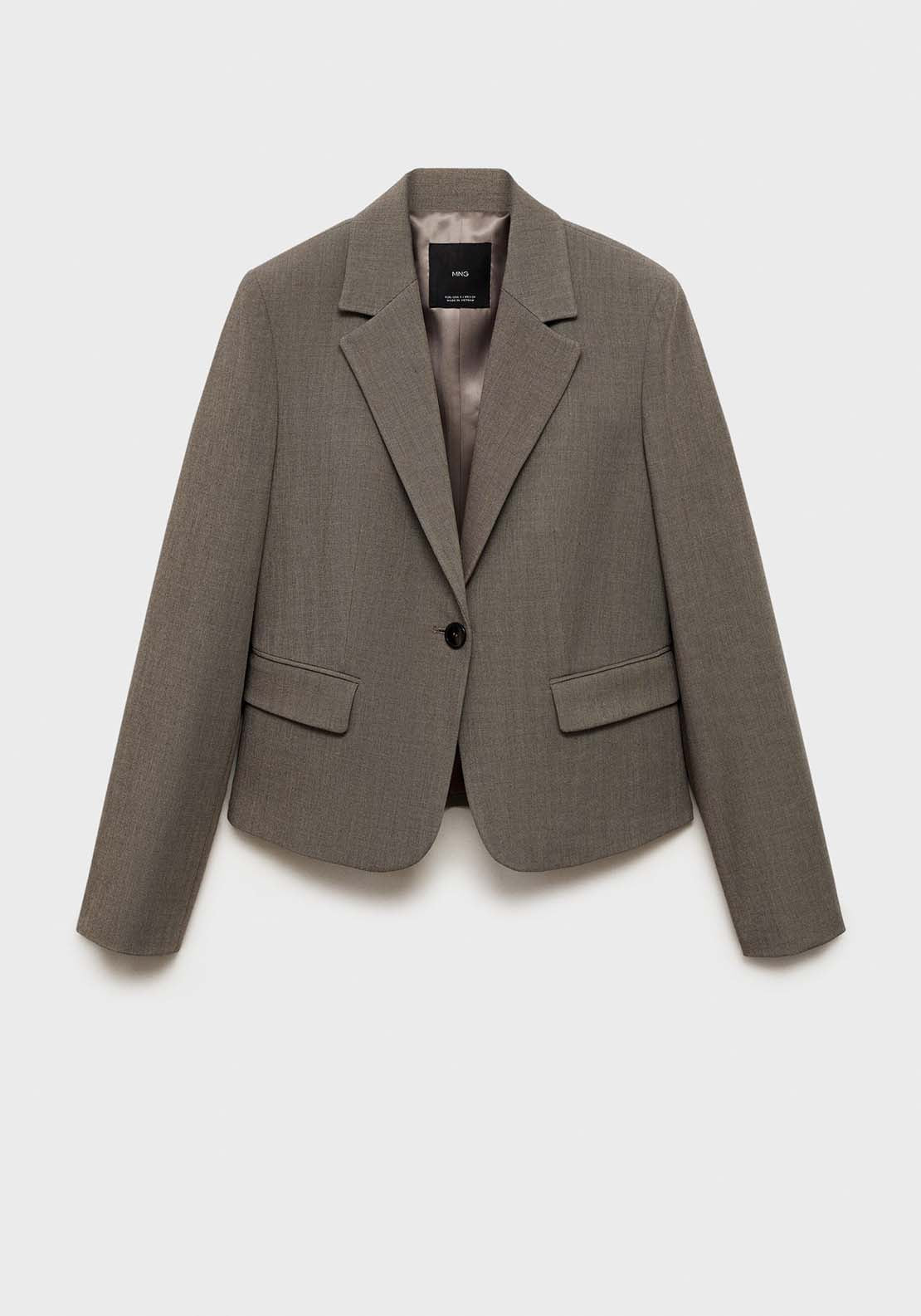 Mango Single breasted blazer - Brown 1 Shaws Department Stores