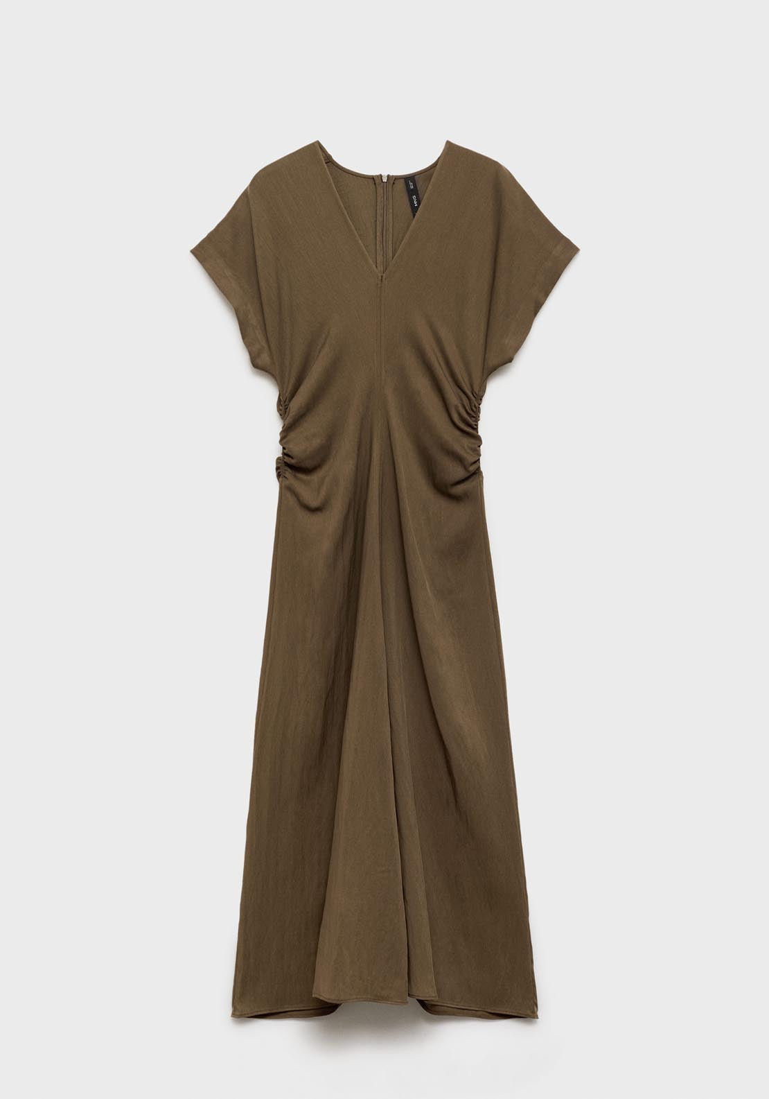 Mango Short Sleeve Dress With Draped Details - Medium Brown 7 Shaws Department Stores
