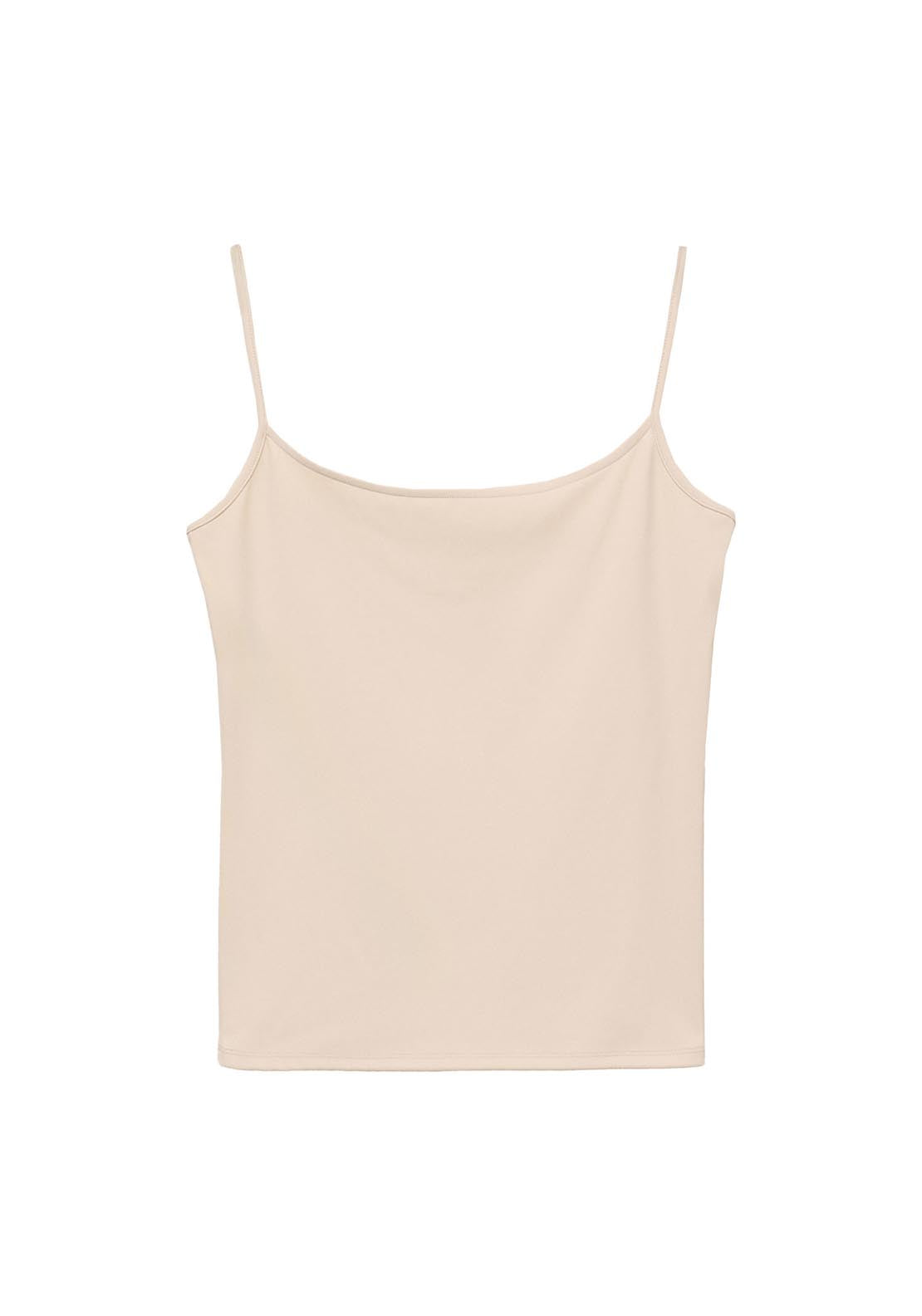 Mango Fitted Top With Thin Straps - Beige 7 Shaws Department Stores